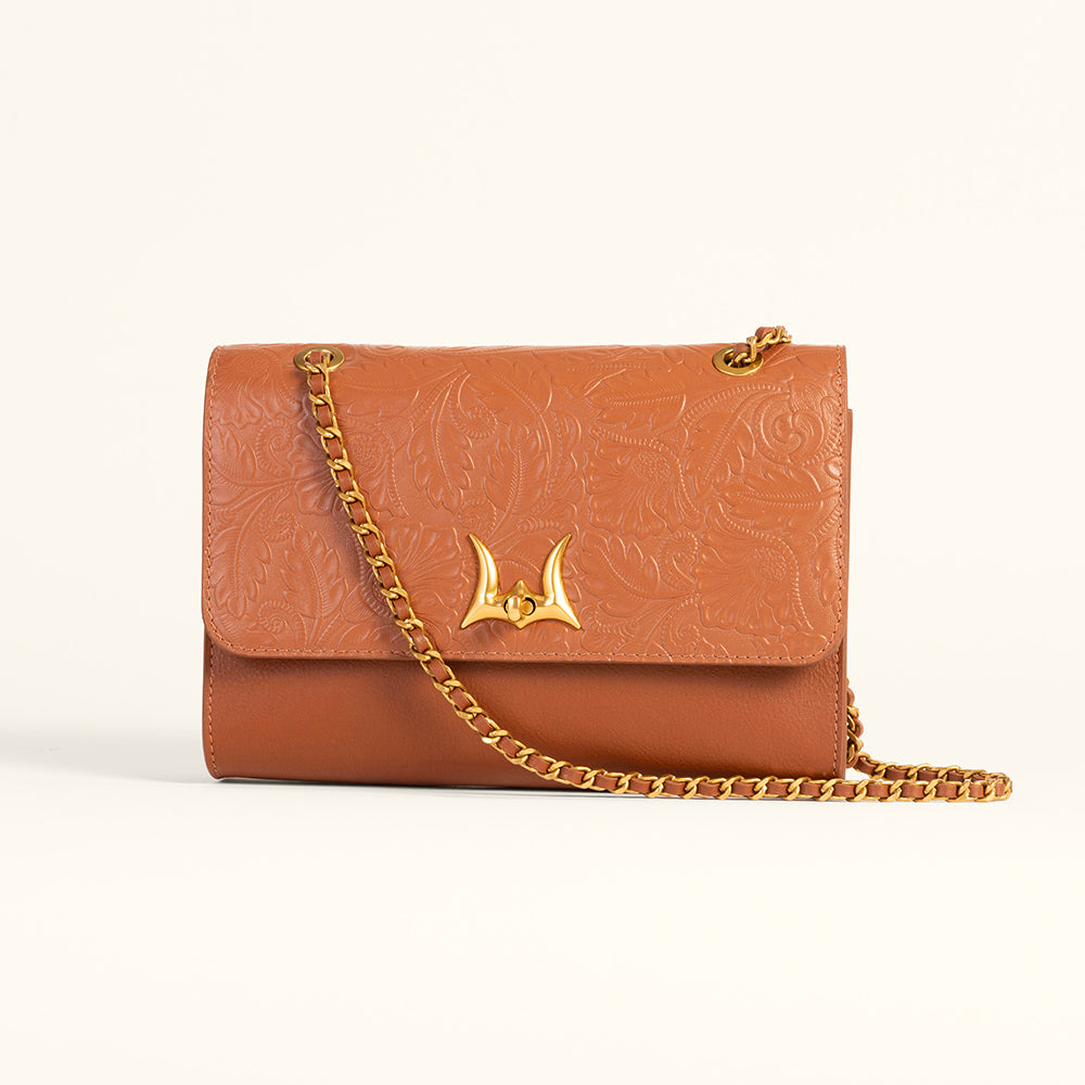 Loyal West Savi Small Embossed Leather Bag - Amber Glow