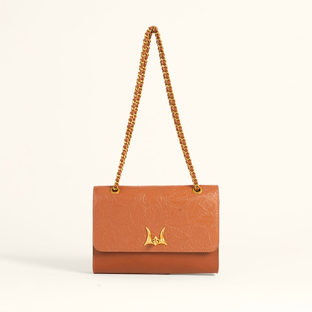 Loyal West Savi Small Embossed Leather Bag - Amber Glow