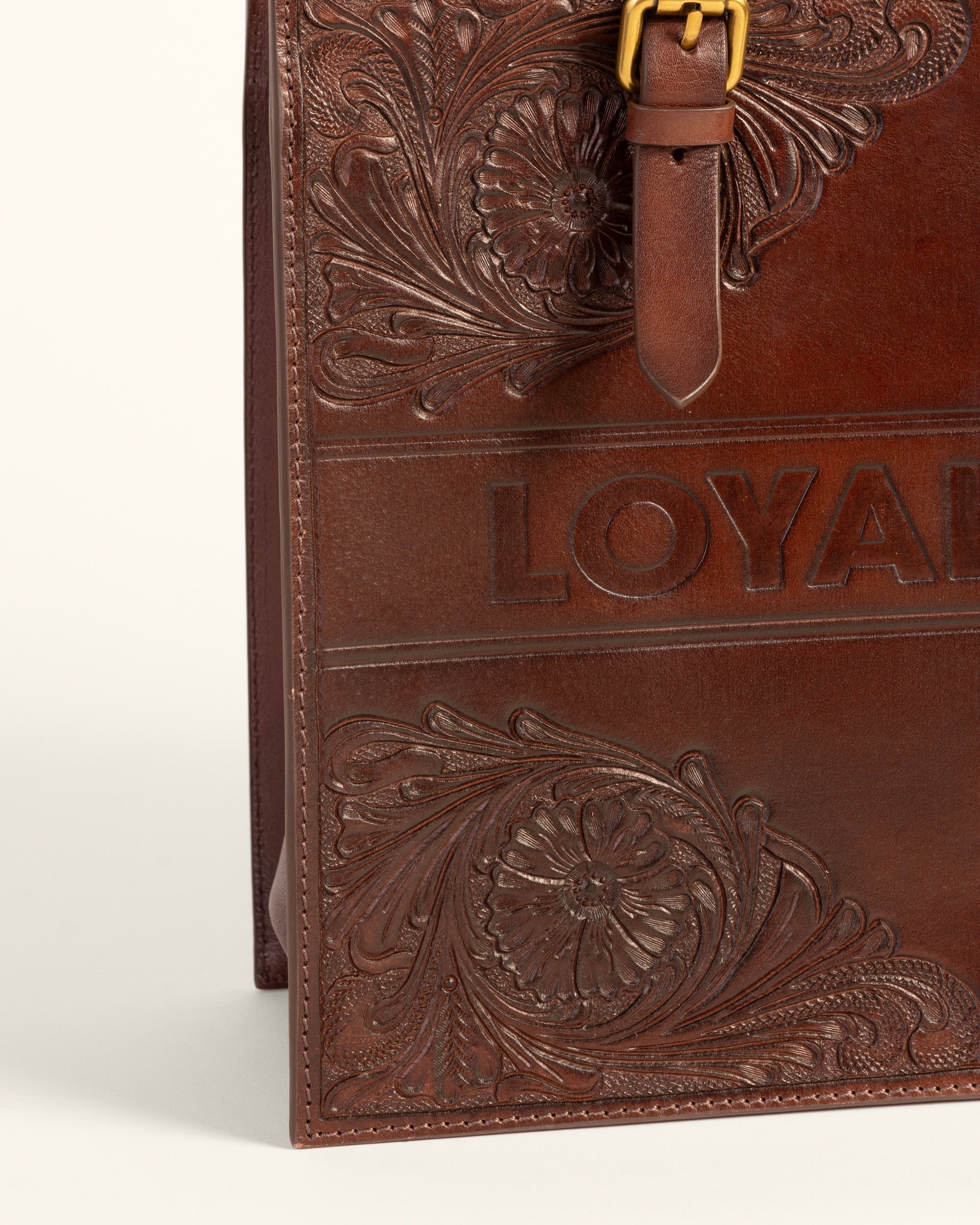 Loyal West Mivva Handtooled Medium Bag - Brunette Leather