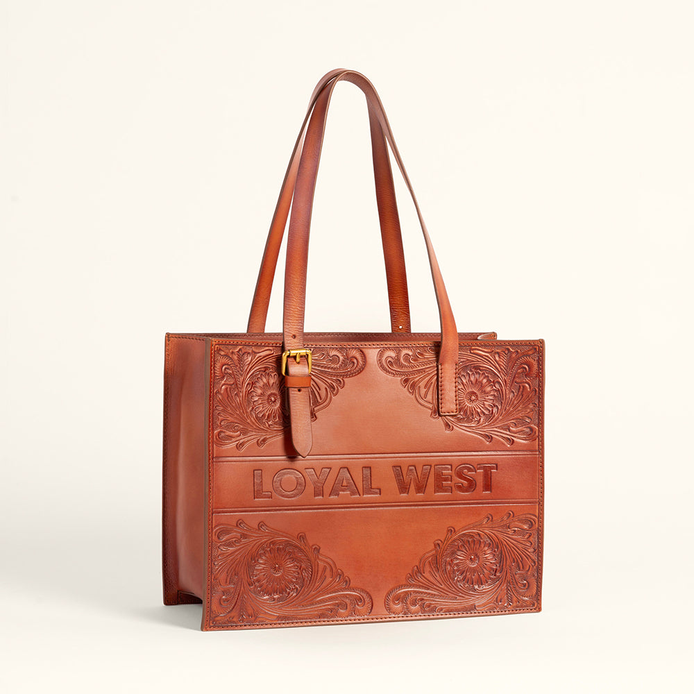 Loyal West Mivva Handtooled Medium Bag - Soft Walnut Leather