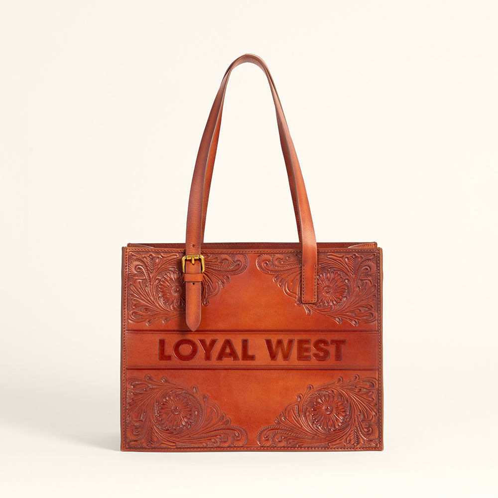 Loyal West Mivva Handtooled Medium Bag - Soft Walnut Leather