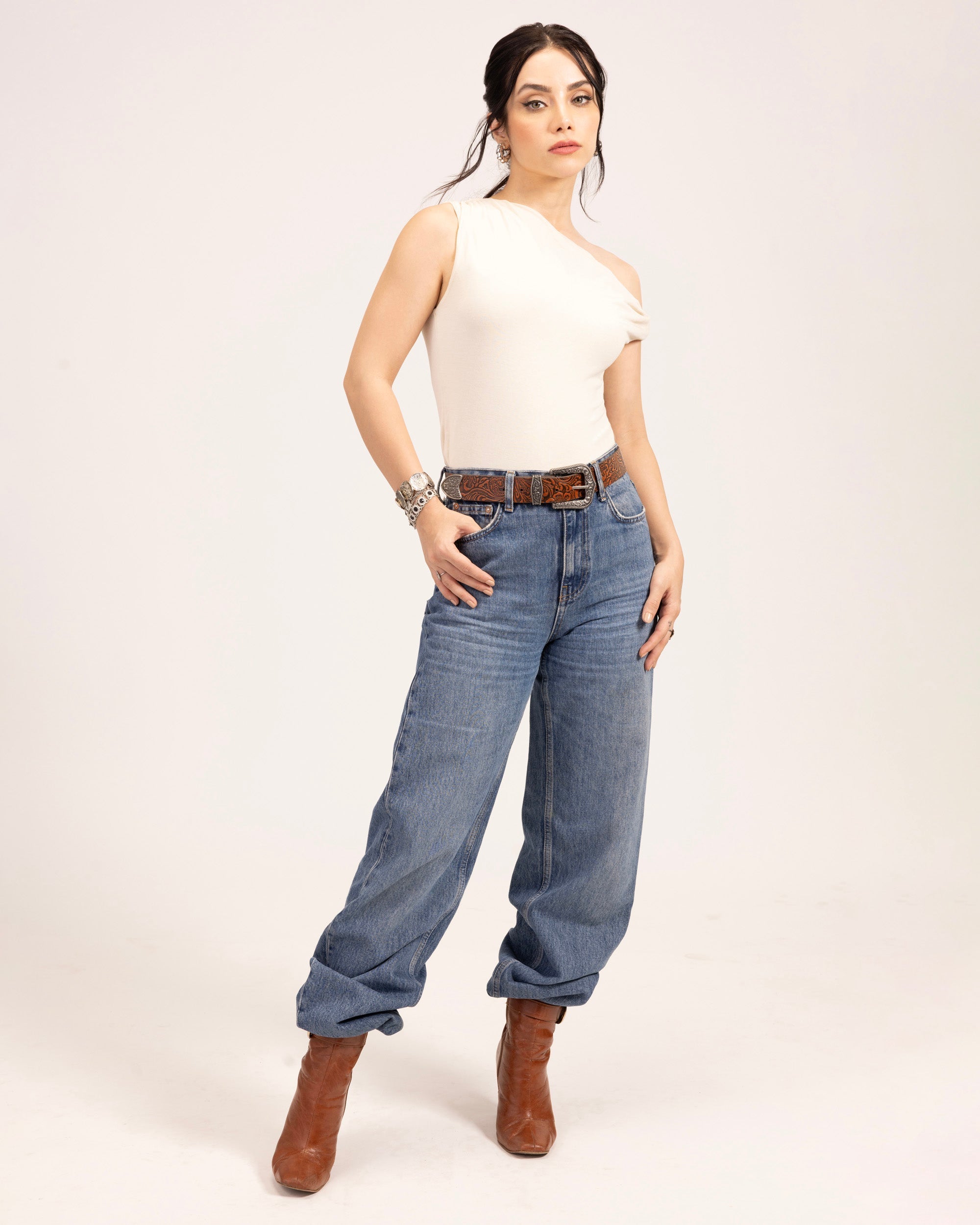 Loyal West Sophia Belt - Brown Floral Leather