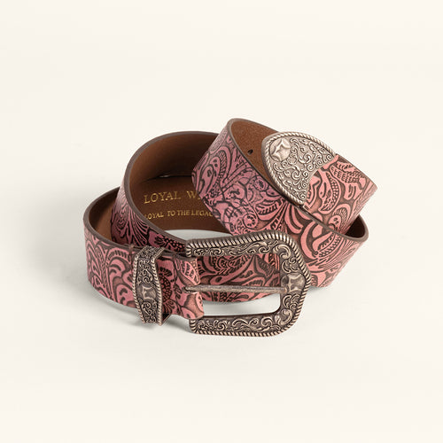 Loyal West Sophia Belt-Pink Floral Leather