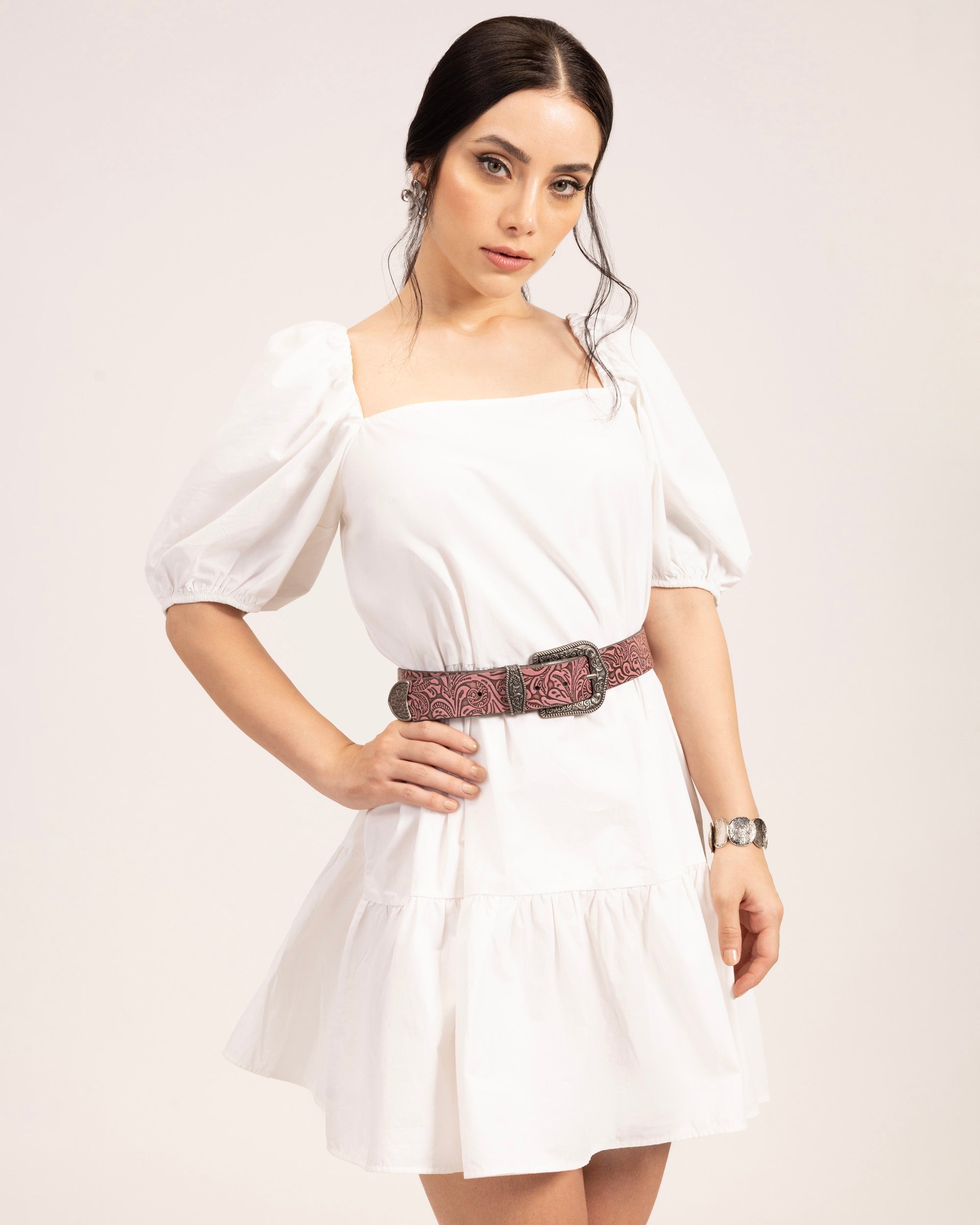 Loyal West Sophia Belt-Pink Floral Leather
