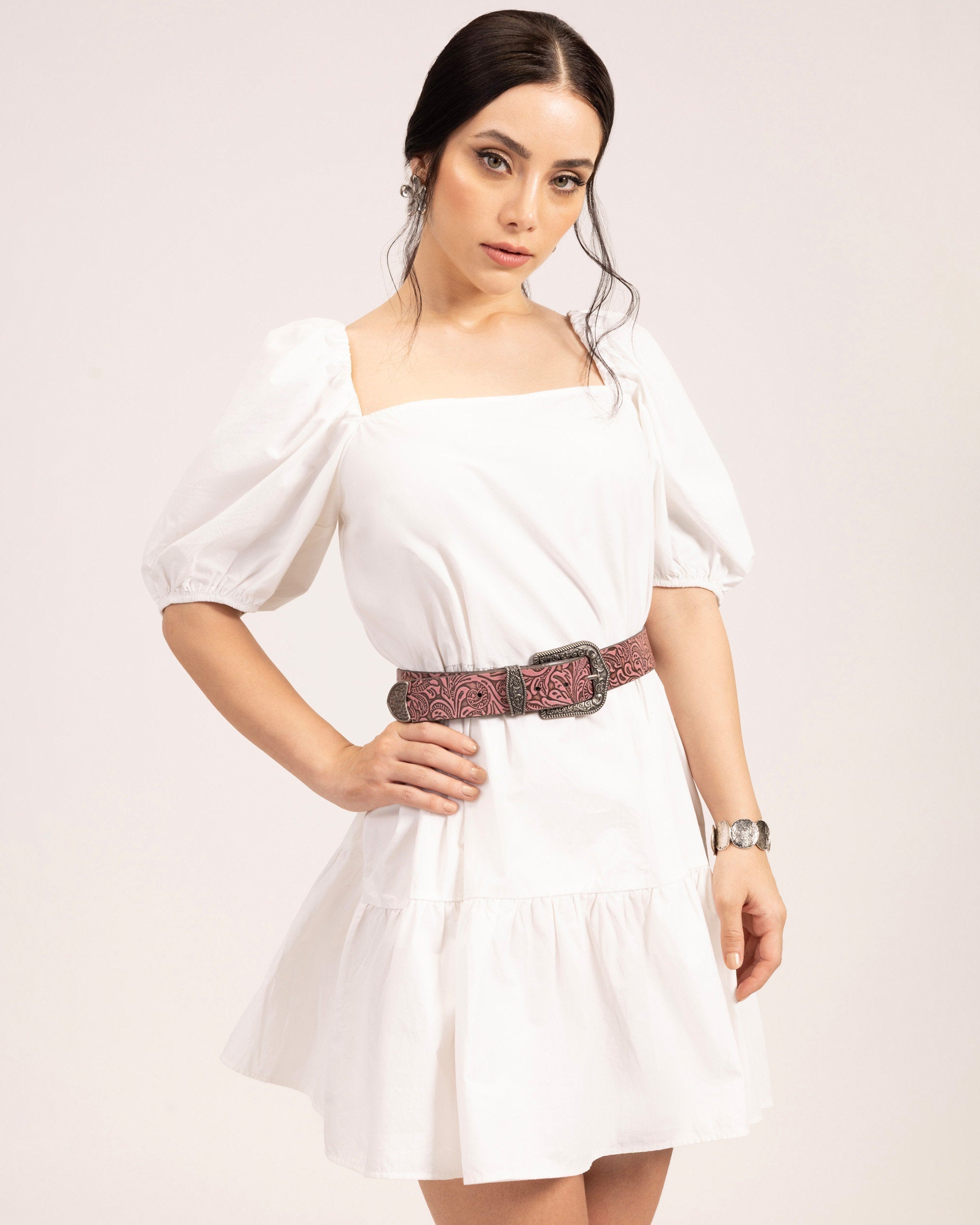 Loyal West Sophia Belt-Pink Floral Leather