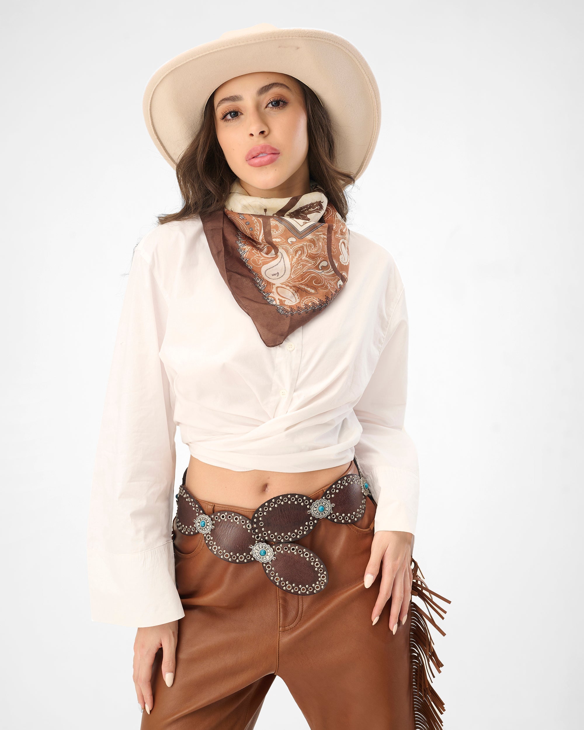 Loyal West Alta Buena Leather Belt In Calfskin-Dark Brown