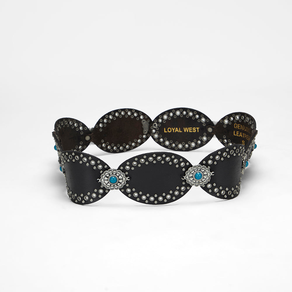 Loyal West Alta Buena Leather Belt In Calfskin-Black