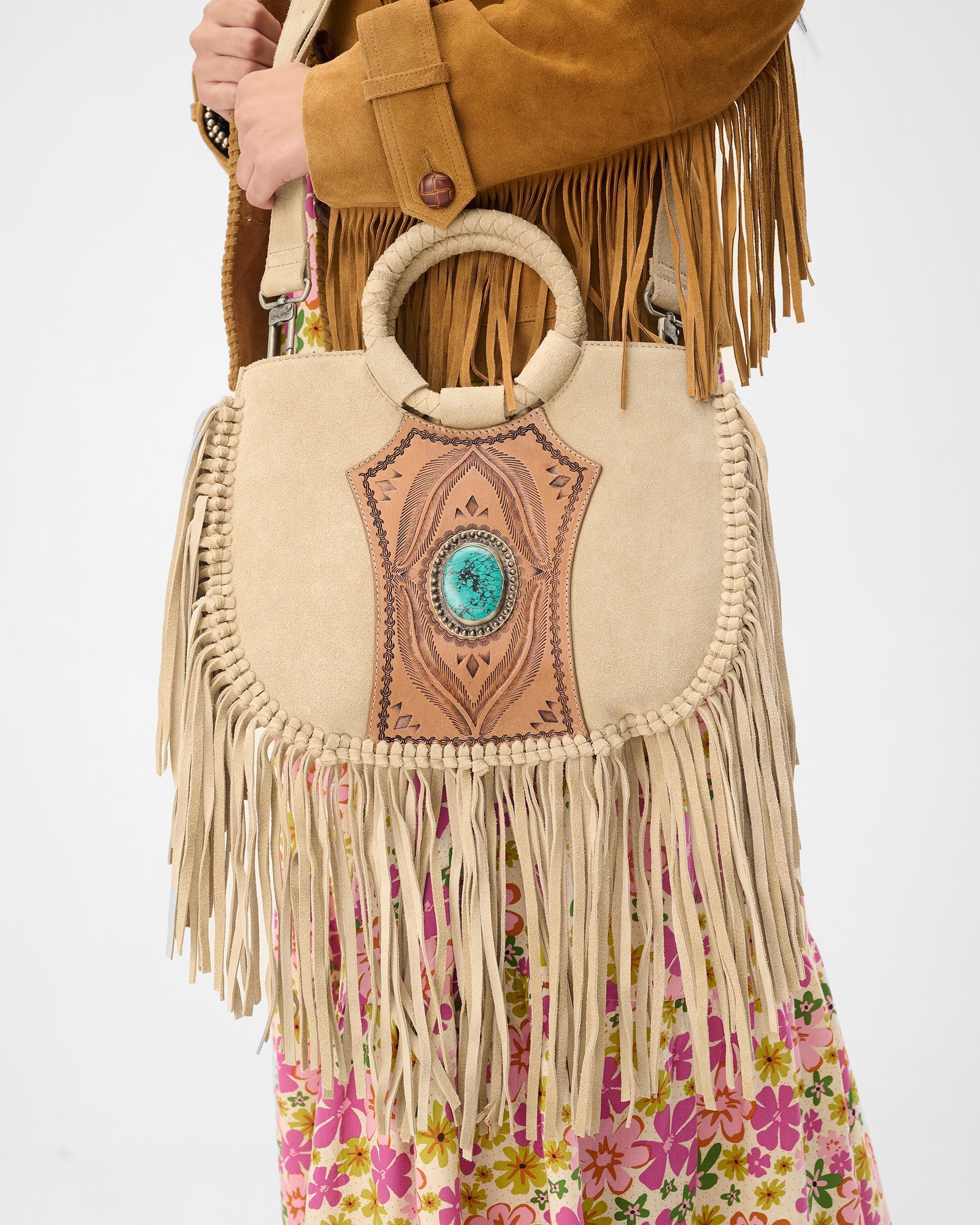 Loyal West Sedona Tassle Bag In Suede Leather