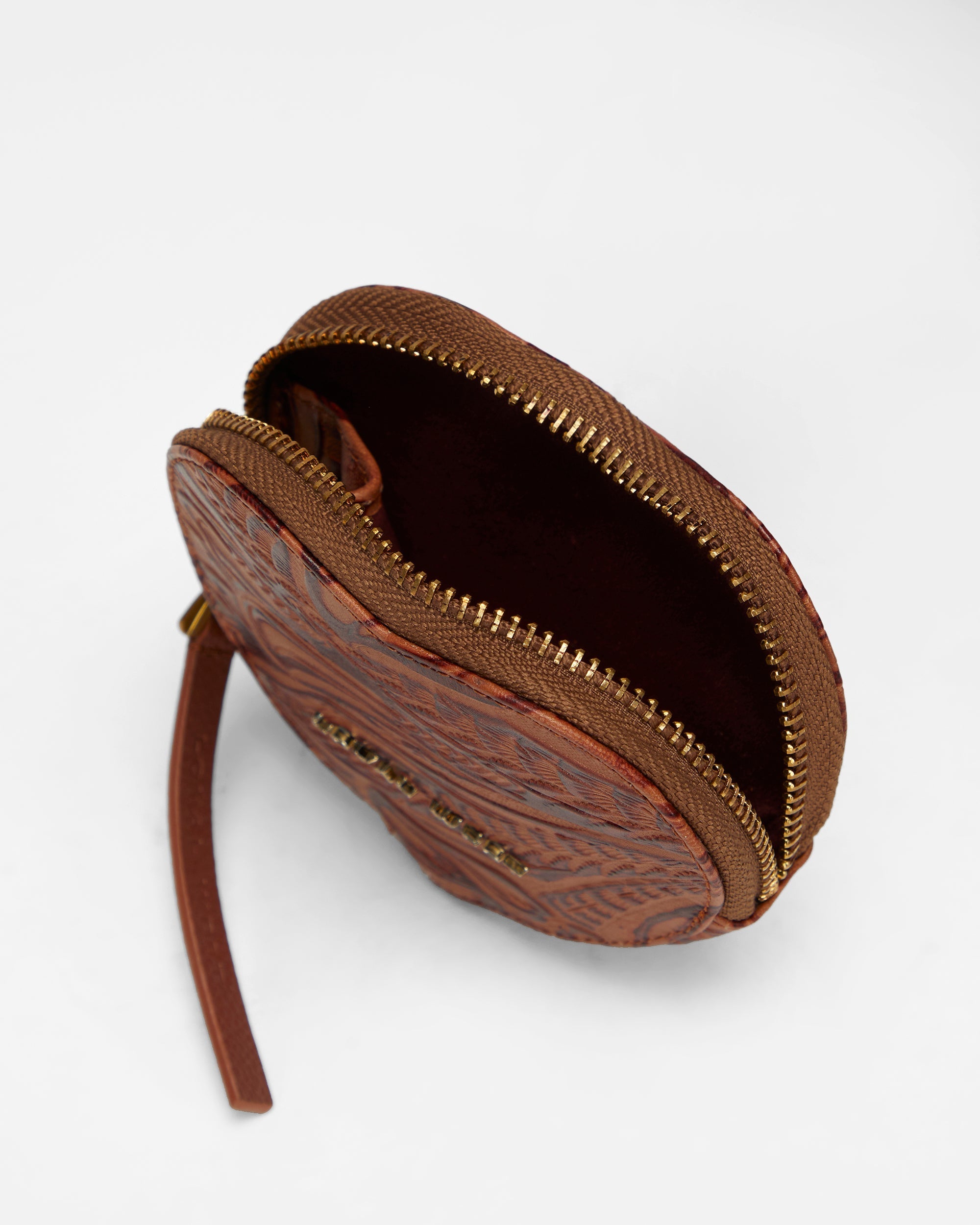 Loyal West Cupid Coin Pouch In Hand Finished Embossed Leather - Brown