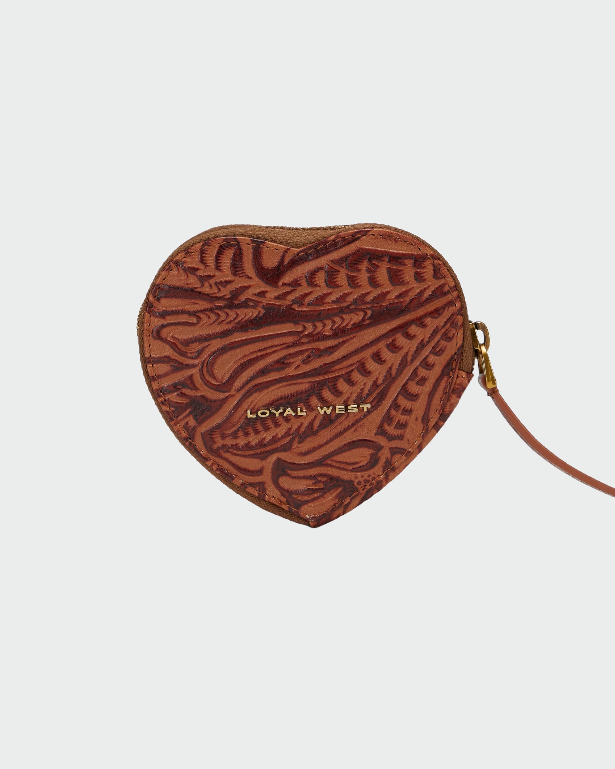 Loyal West Cupid Coin Pouch In Hand Finished Embossed Leather - Brown