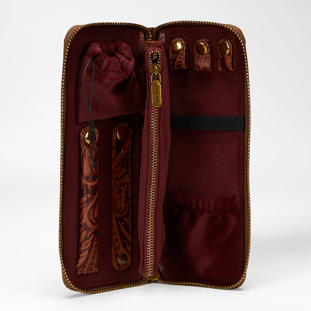 Loyal West Ranch Road Jewelerycase In Hand Finished Embossed Leather - Brown
