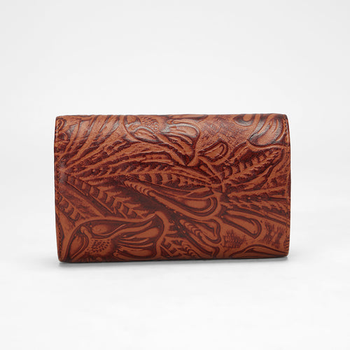 Loyal West Canyon Jewelery Case In Hand Finished Embossed Leather - Brown