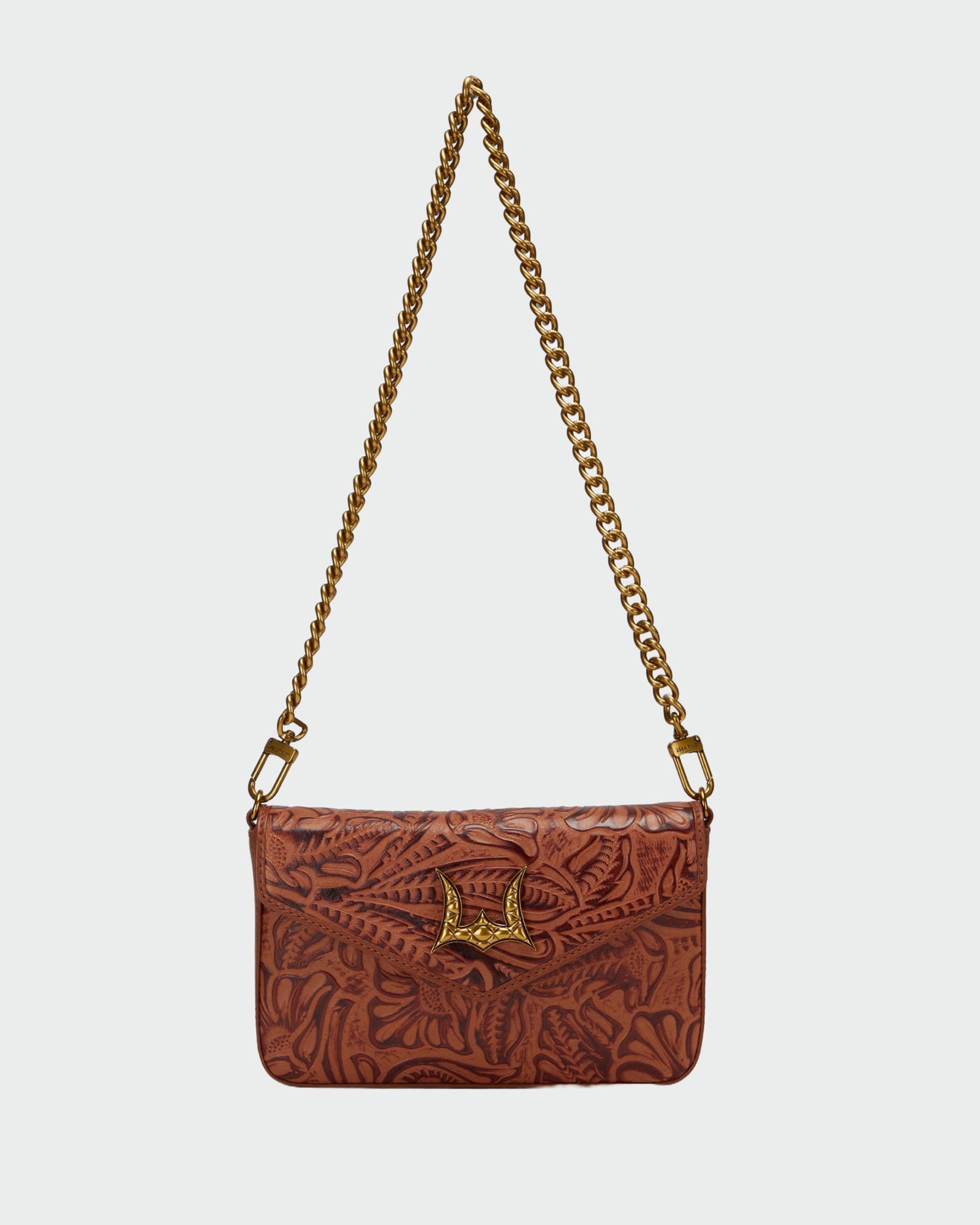 Loyal West The On The Go Mini Chain Bag- In Brown & White Cowhide And Calfskin