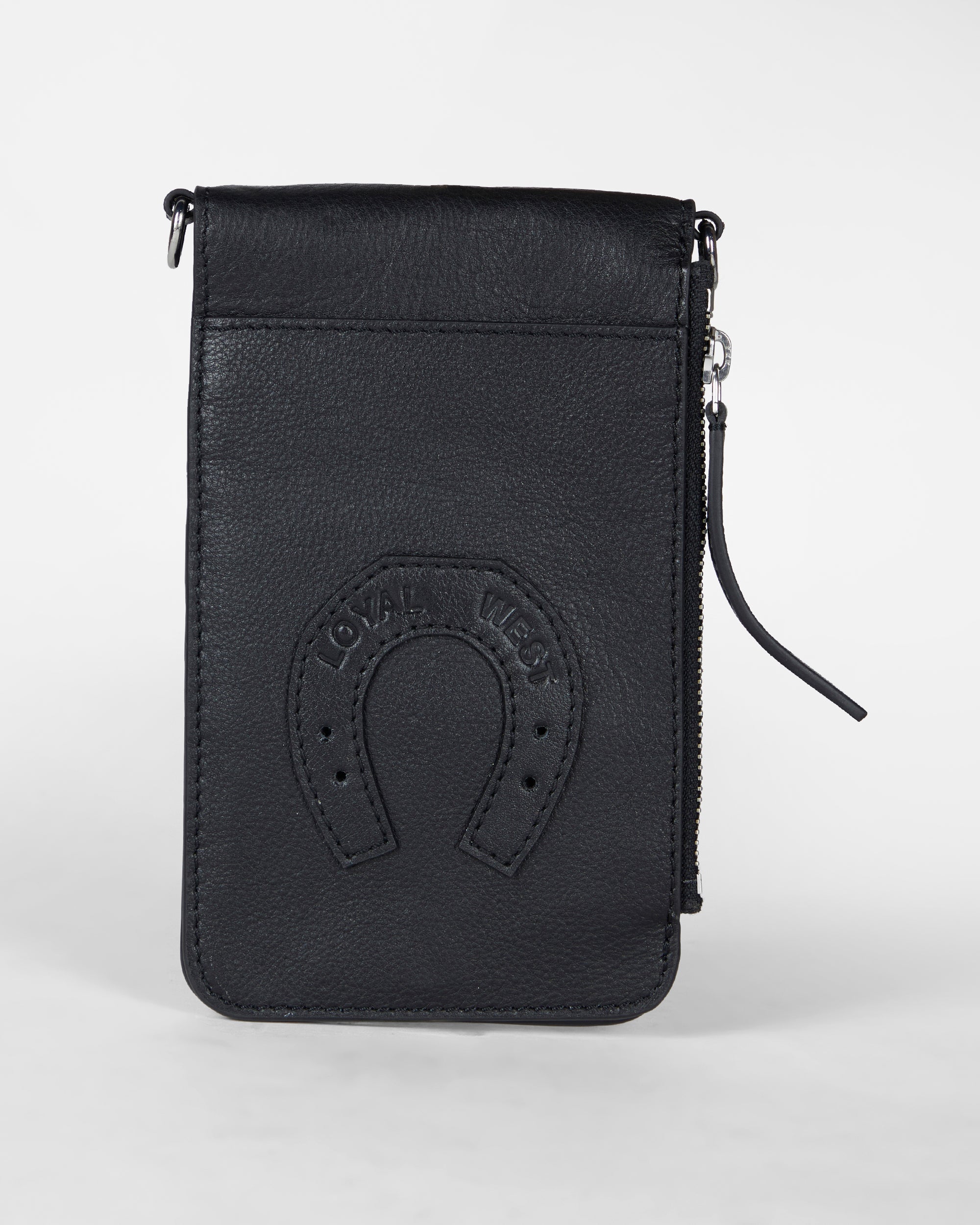 Loyal West Shell Phone Bag In Calf Leather -Black
