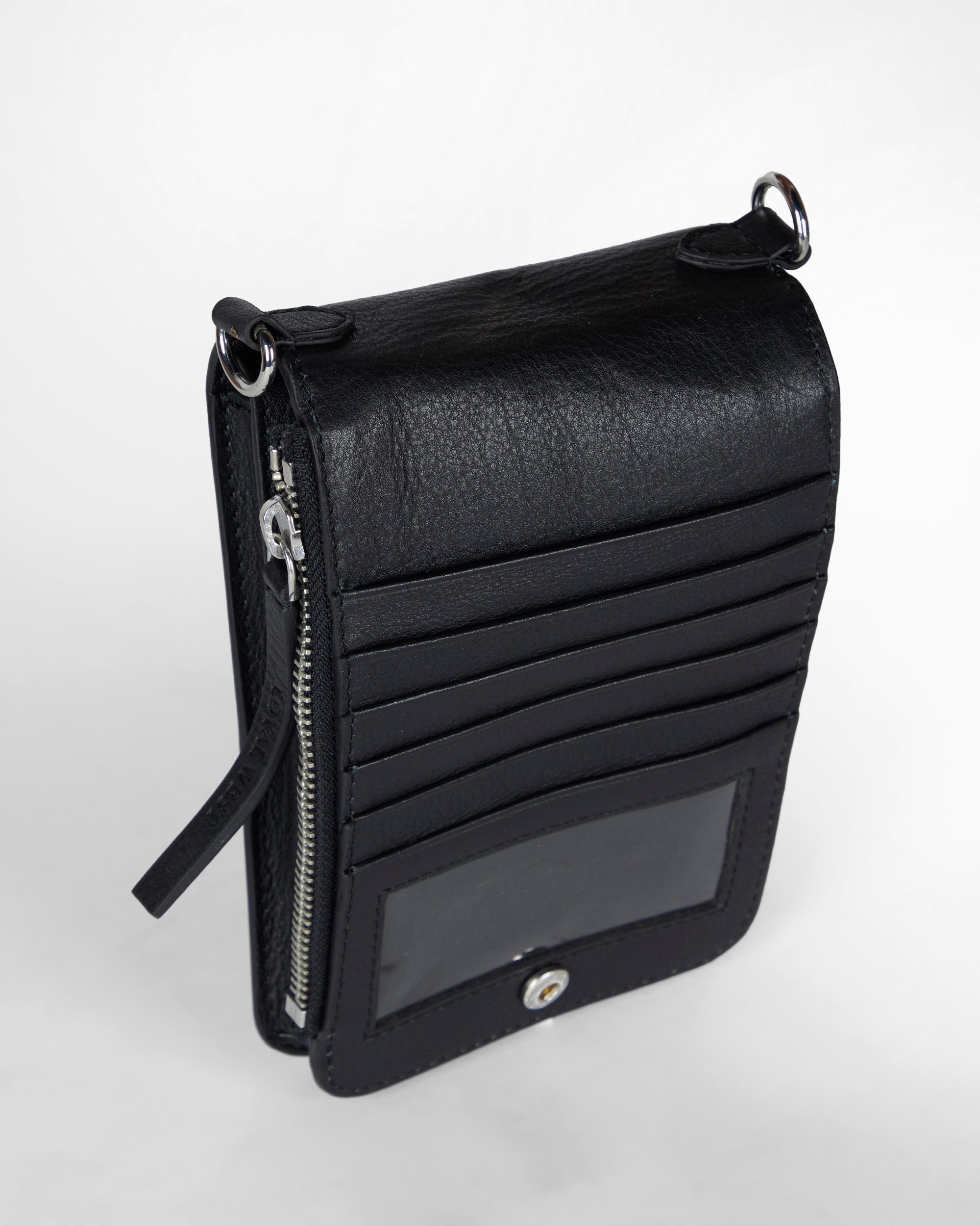 Loyal West Shell Phone Bag In Calf Leather -Black