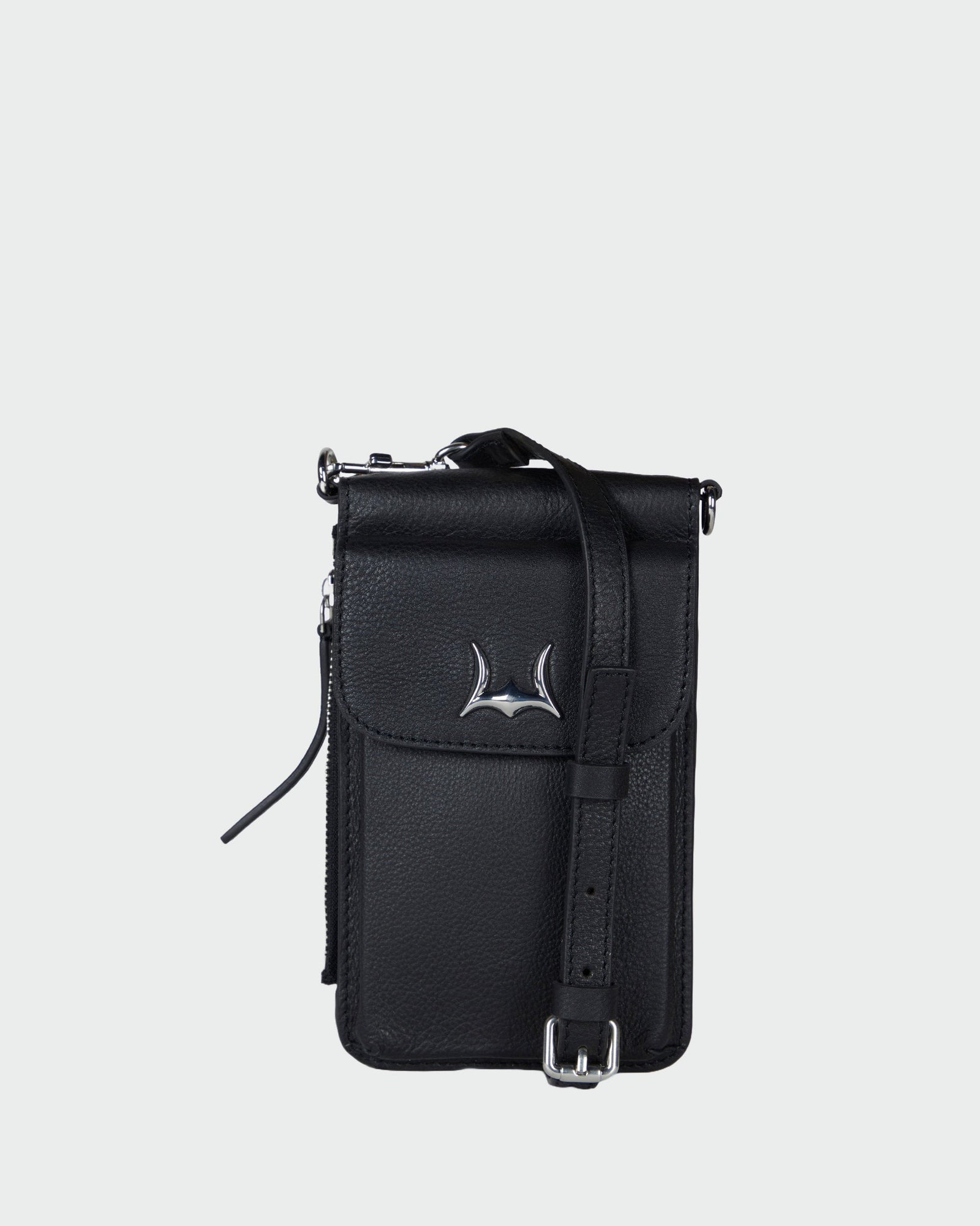 Loyal West Shell Phone Bag In Calf Leather -Black