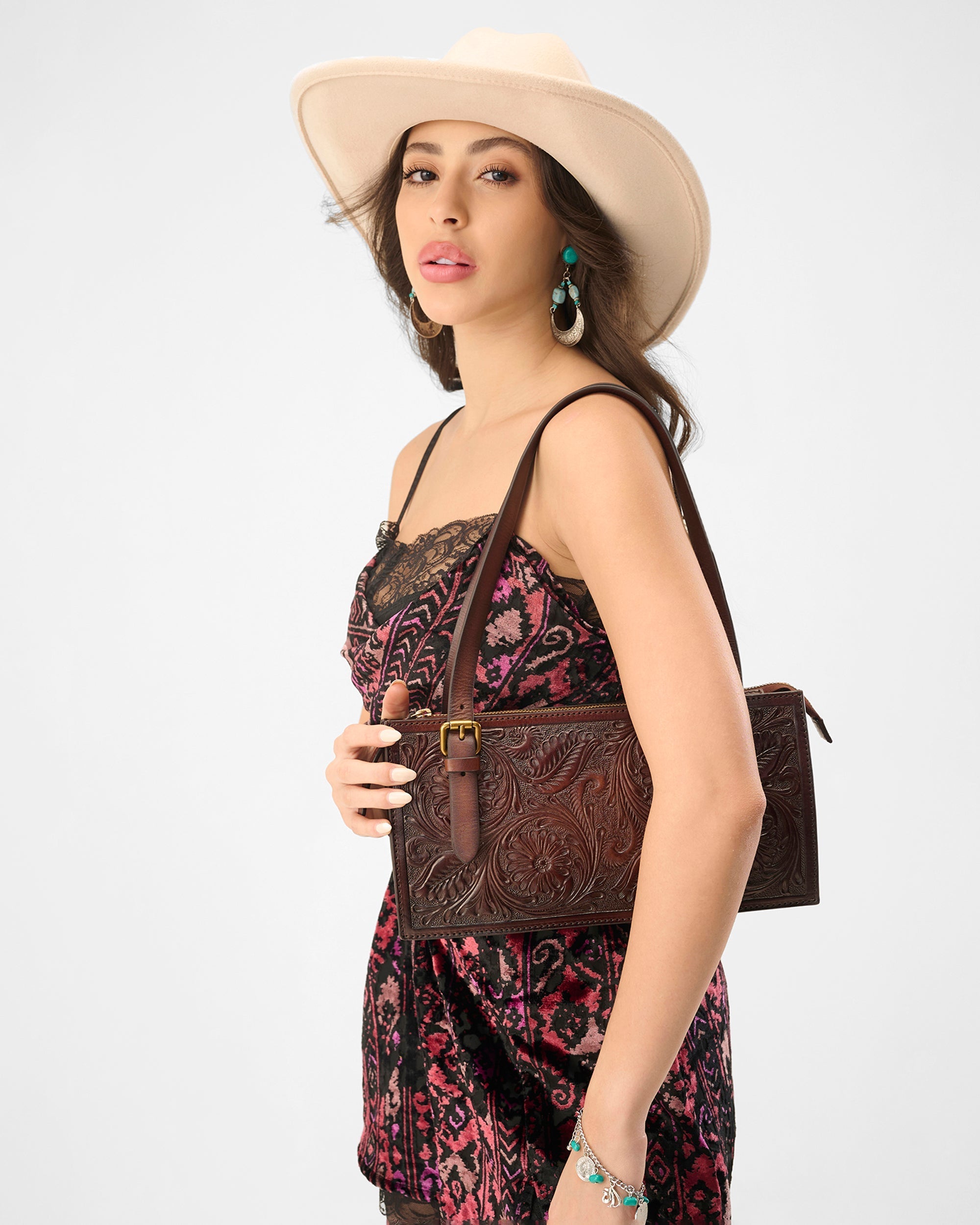 Loyal West Mivva Handtooled Mini Bag - Brunette Leather