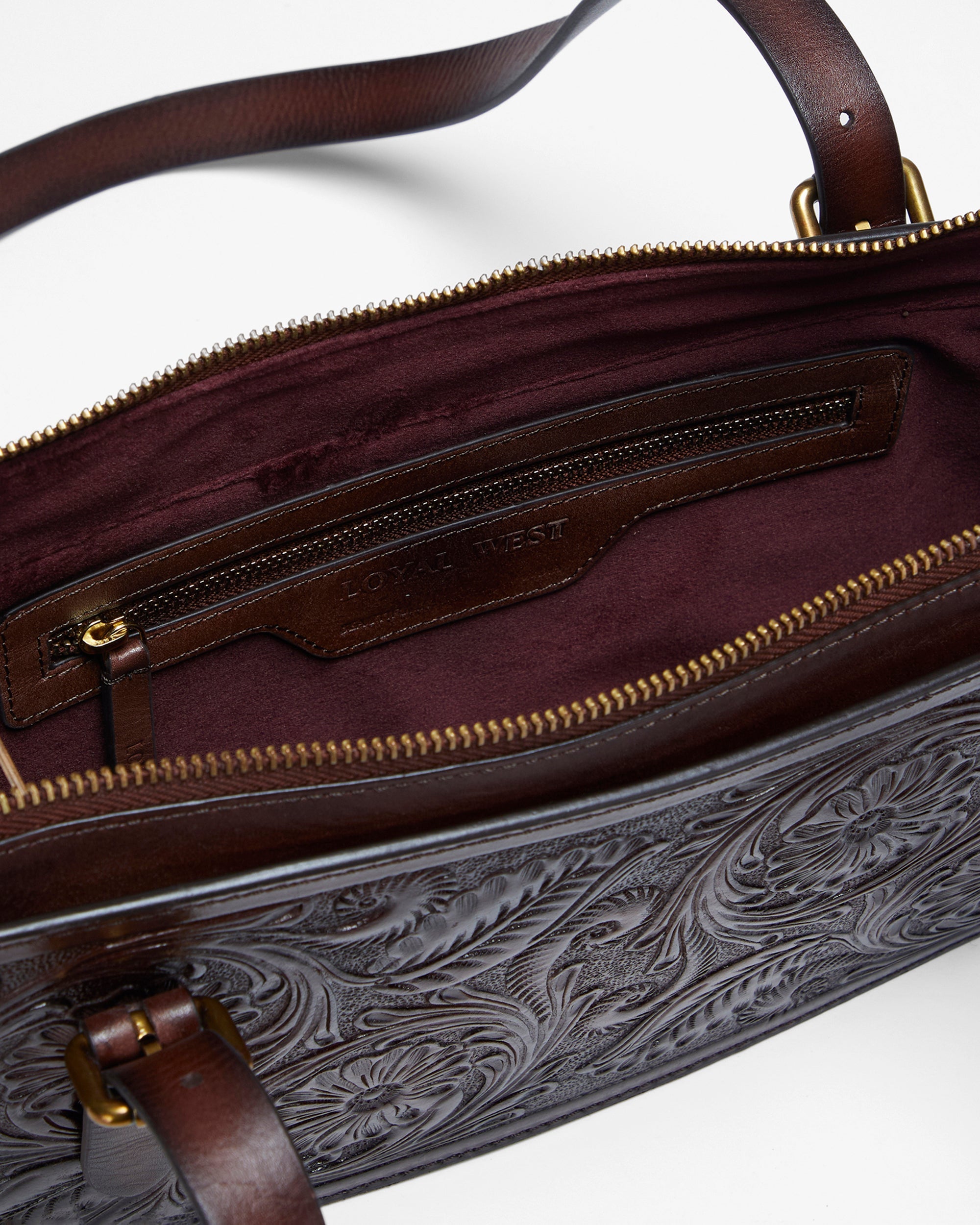 Loyal West Mivva Handtooled Mini Bag - Brunette Leather