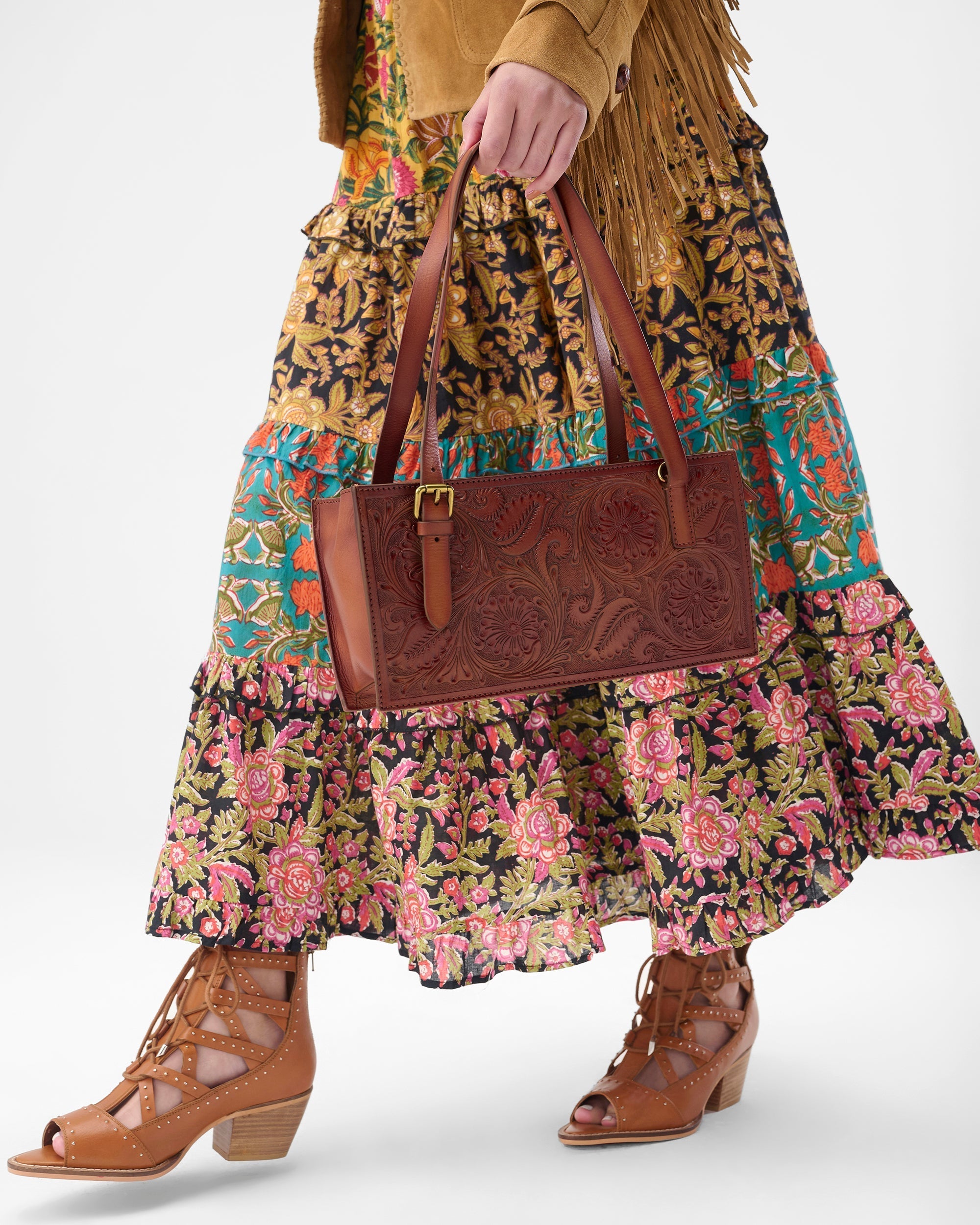 Loyal West Mivva Handtooled Mini Bag - Soft Walnut Leather