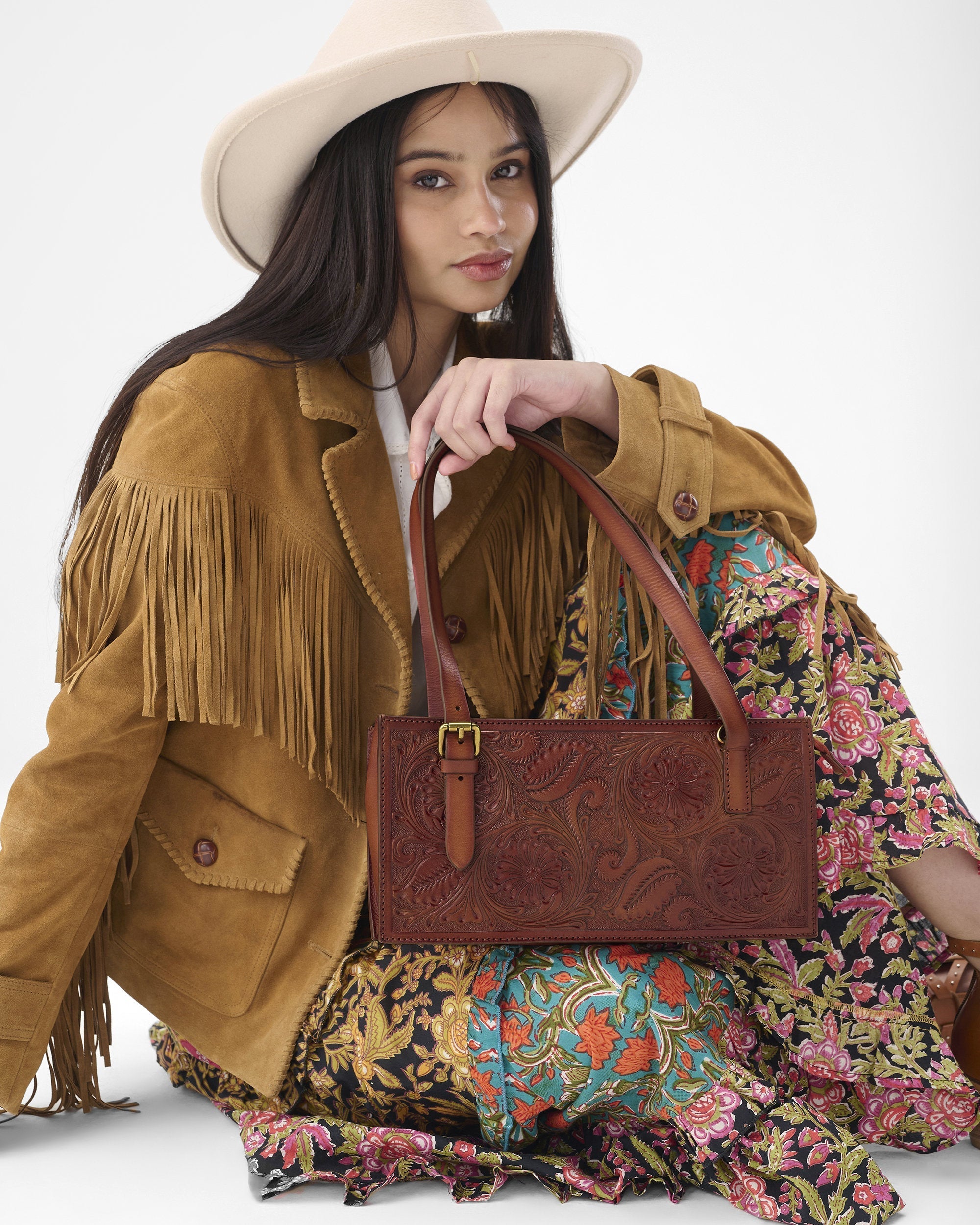 Loyal West Mivva Handtooled Mini Bag - Soft Walnut Leather