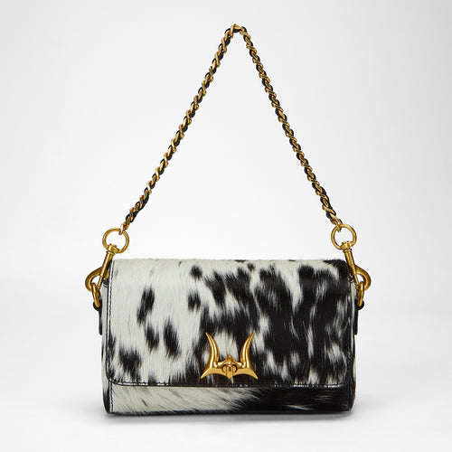 Loyal West Savi Mini Bag In Black & White Cowhide