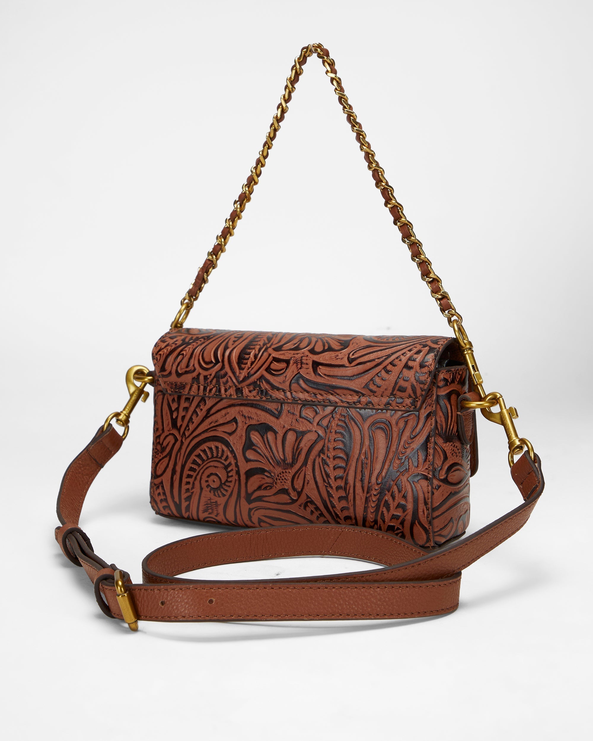 Loyal West Savi Mini Bag In  Hand Finished Embossed Leather - Brown
