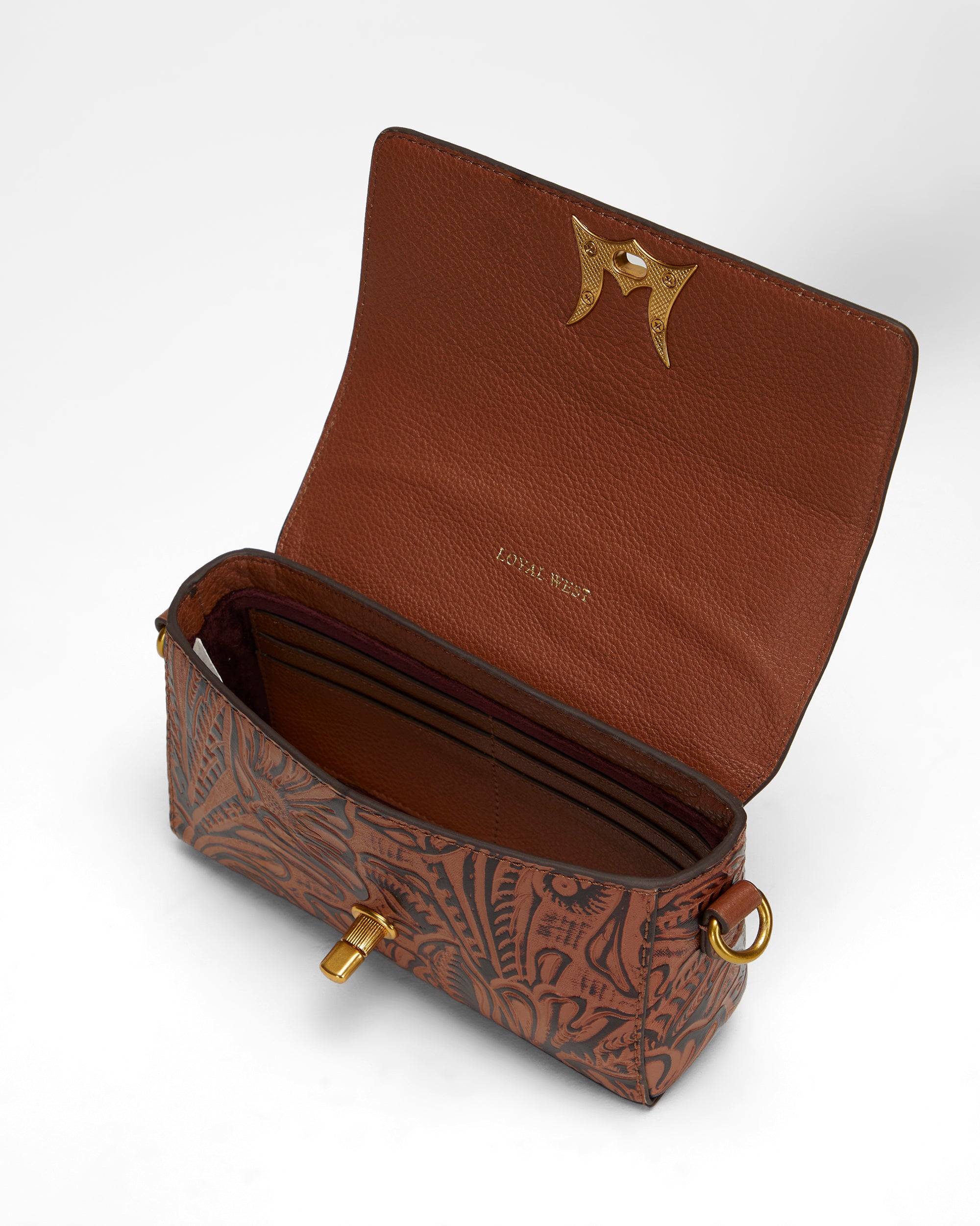 Loyal West Savi Mini Bag In  Hand Finished Embossed Leather - Brown