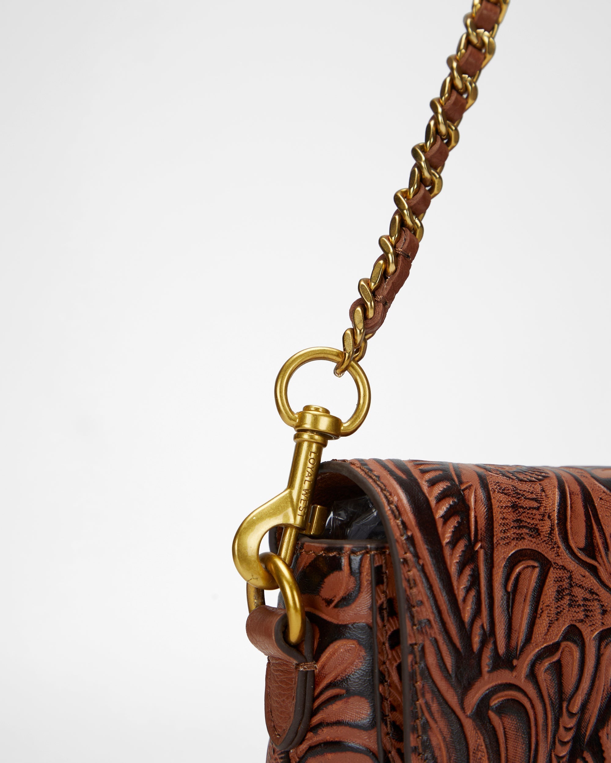 Loyal West Savi Mini Bag In  Hand Finished Embossed Leather - Brown