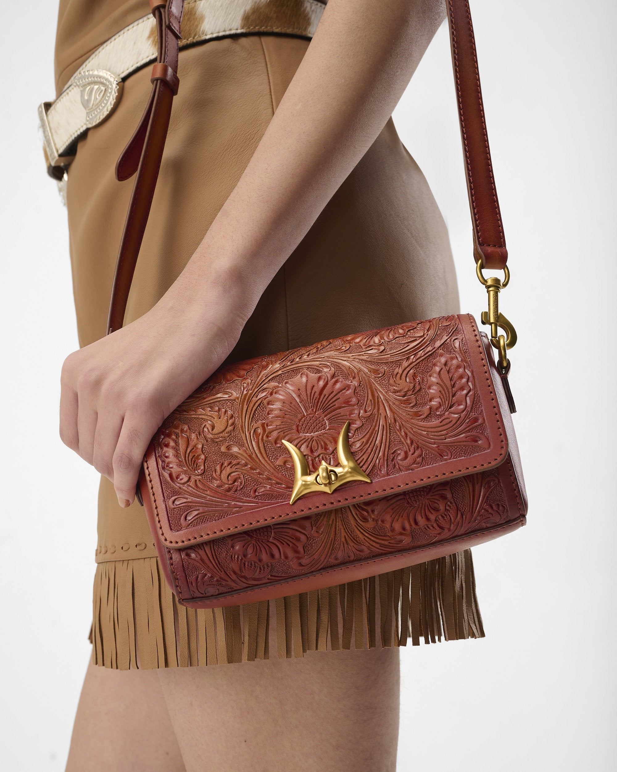 Loyal West Savi Mini Bag In  Handtooled Leather