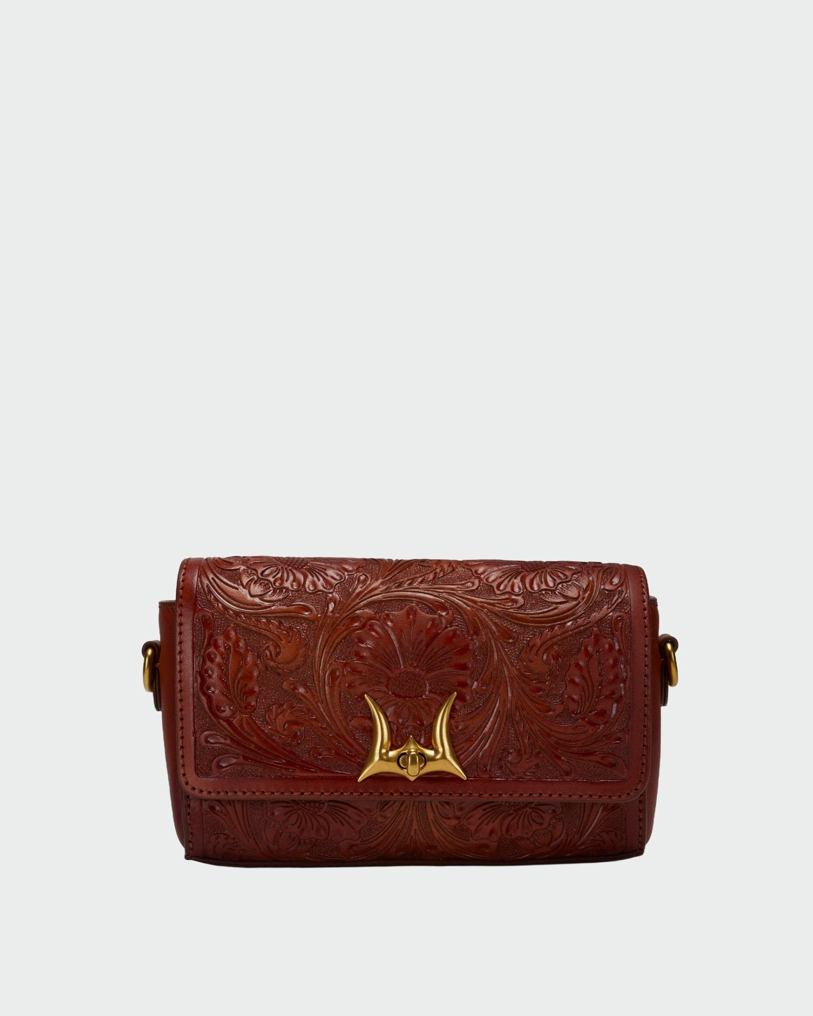 Loyal West Savi Mini Bag In  Hand Finished Embossed Leather - Brown
