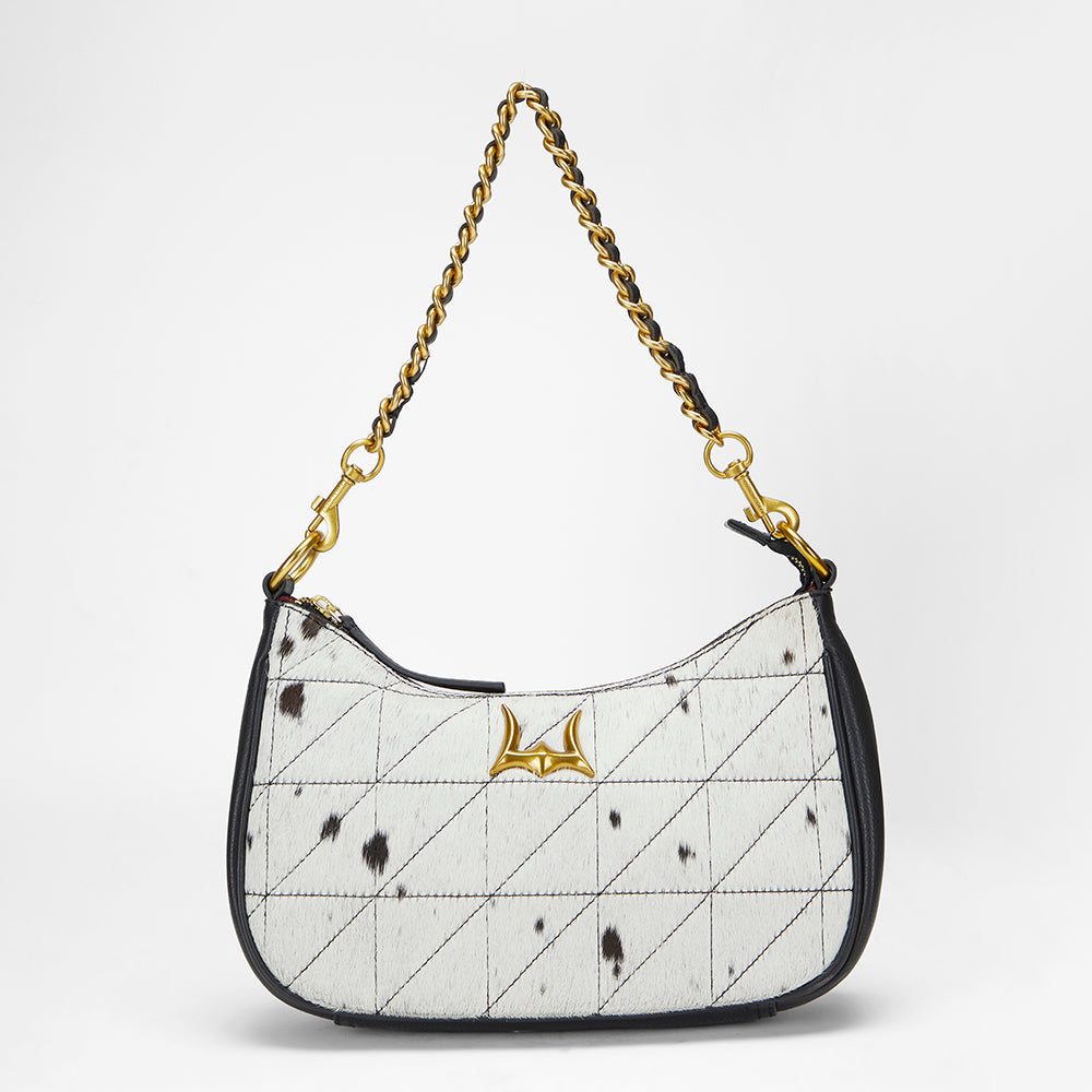 Loyal West Joe Quilted Nappa Leather Bag - Black & White Cowhide
