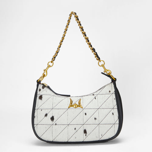 Loyal West Joe Quilted Nappa Leather Bag - Black & White Cowhide