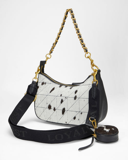 Loyal West Joe Quilted Nappa Leather Bag - Black & White Cowhide
