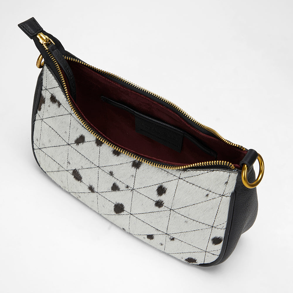 Loyal West Joe Quilted Nappa Leather Bag - Black & White Cowhide