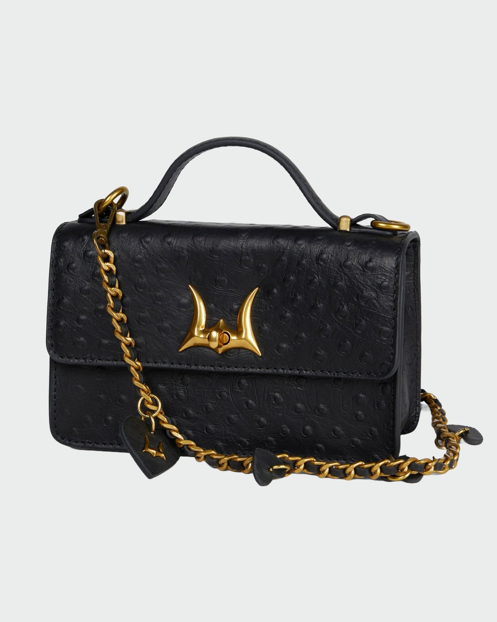 Loyal West Heart Charm Chain In White Calf Leather (2 In 1 Crossbody Chain)