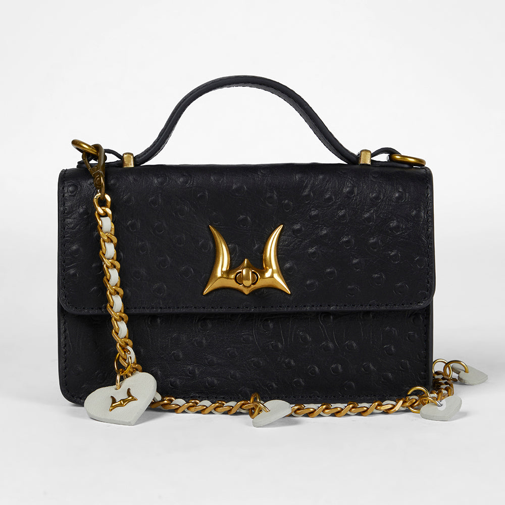 Loyal West Heart Charm Chain In White Calf Leather (2 In 1 Crossbody Chain)