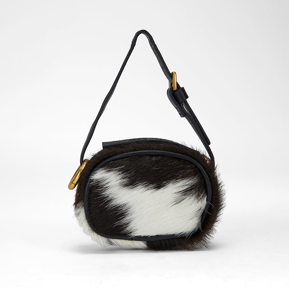 Loyal West Sophia Micro Bag Charm In Black & White Cowhide