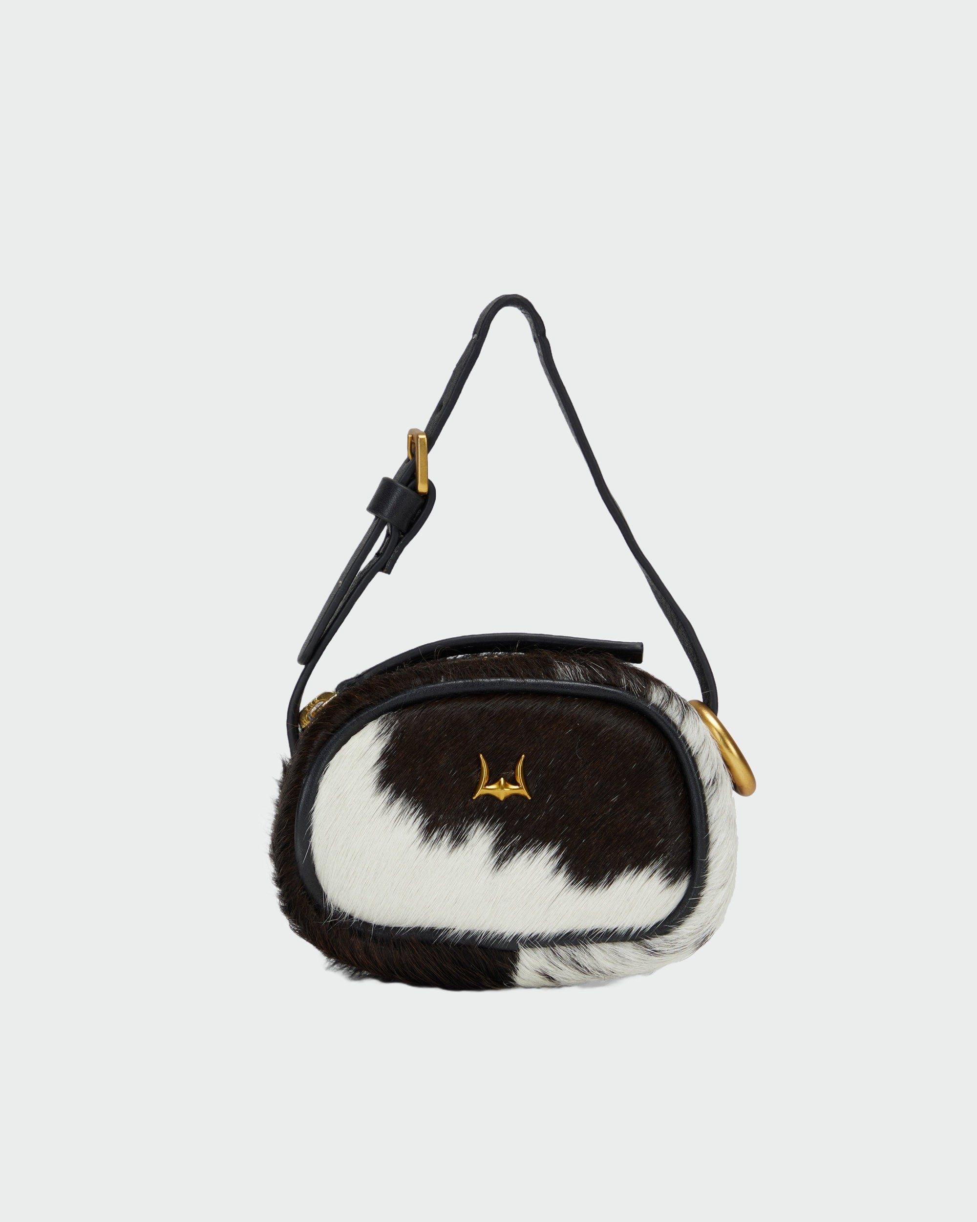 Loyal West Sophia Micro Bag Charm In Black & White Cowhide