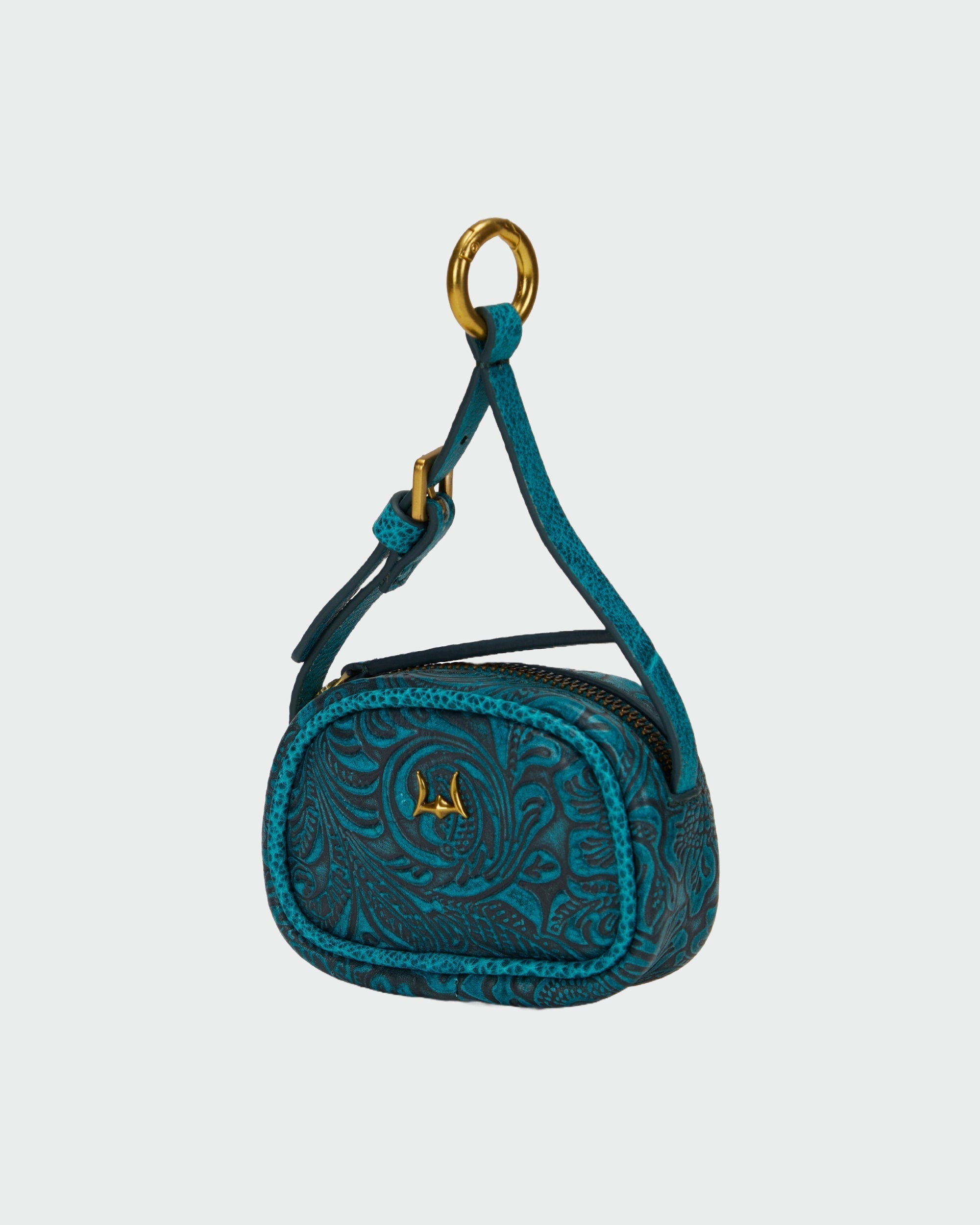 Loyal West Sophia Micro Bag Charm In Hand Finished Embossed Leather -  Turquoise