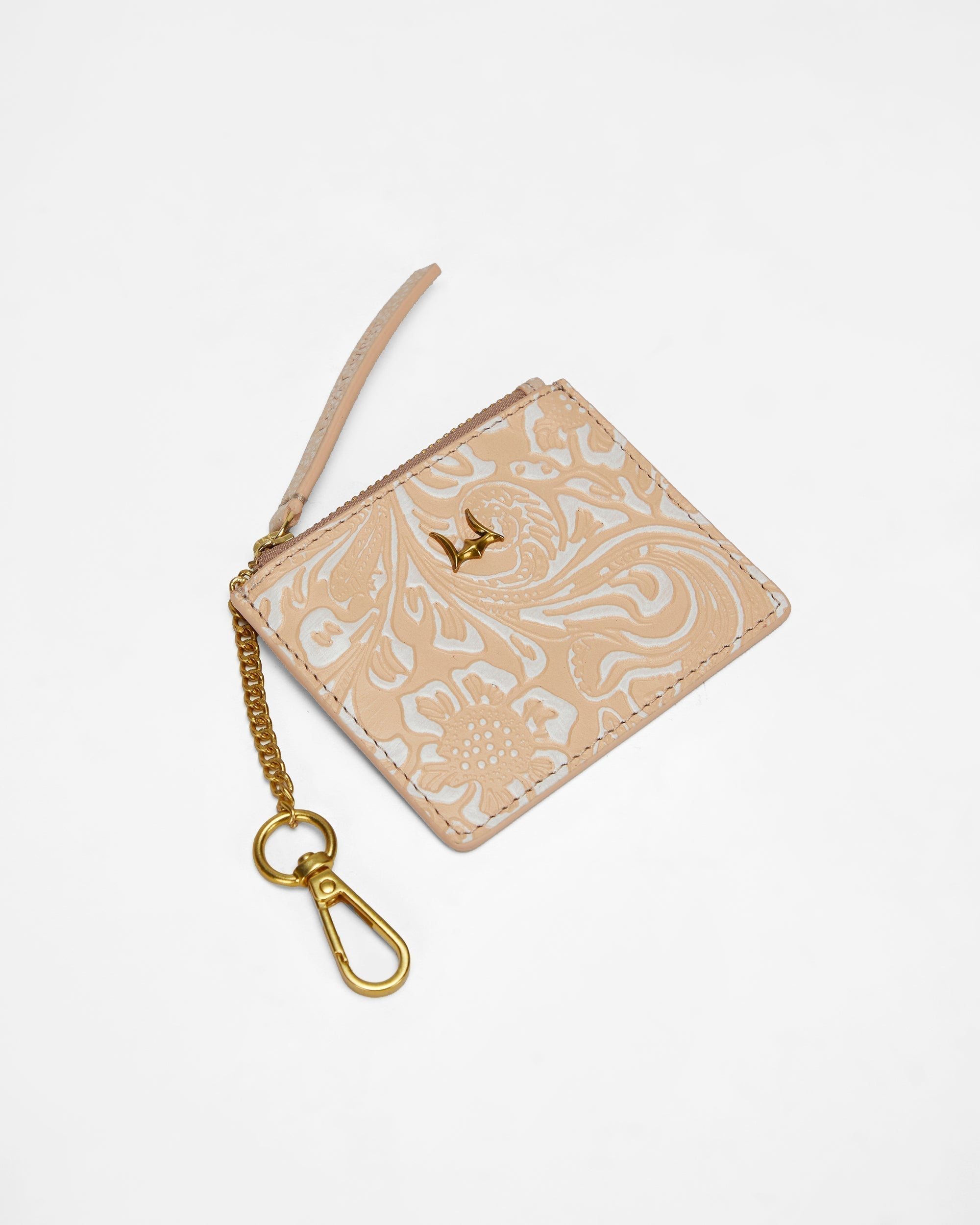 Loyal West Sophia Credit Card Holder In Hand Finished Embossed Leather -  White