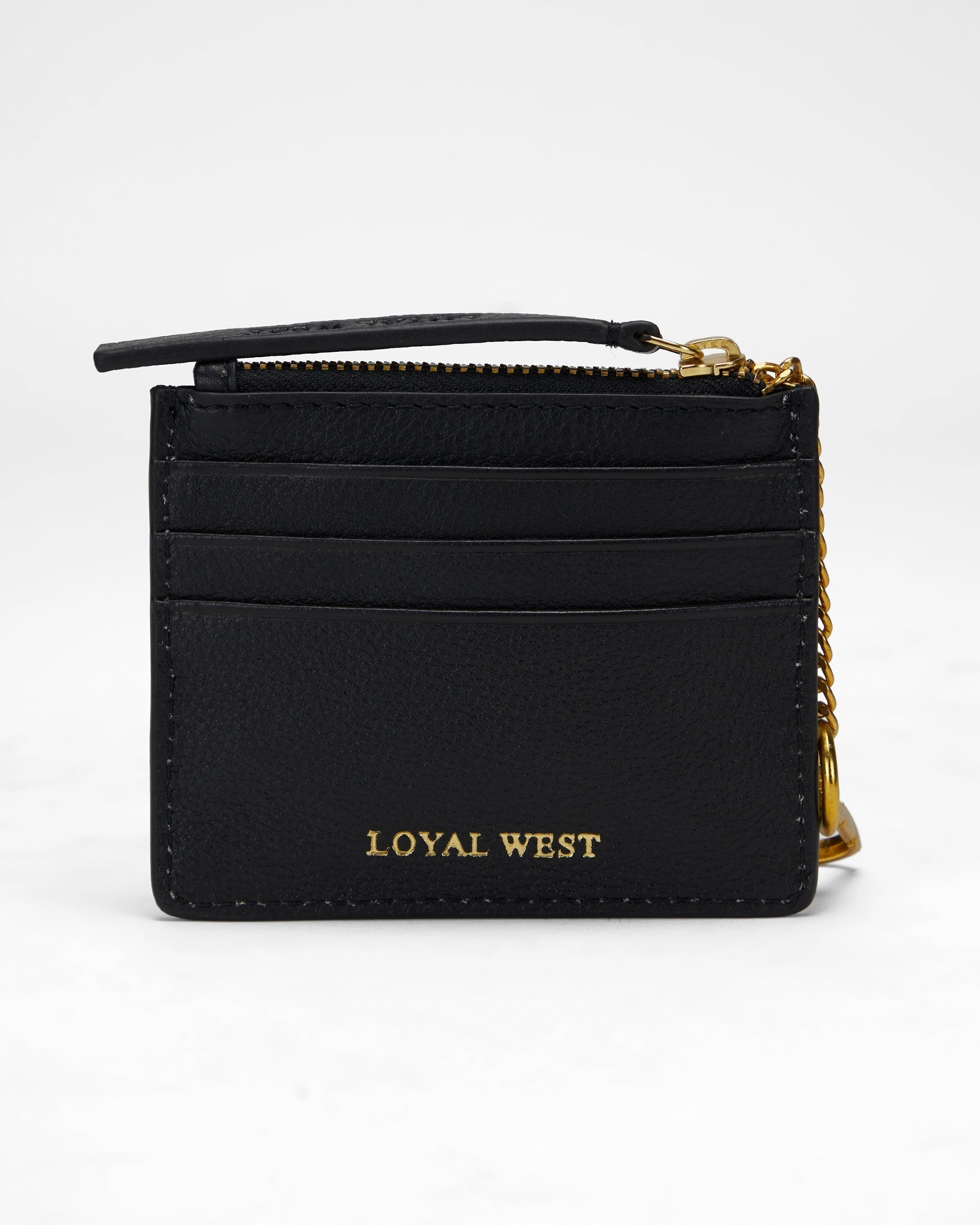 Loyal West Sophia Credit Card Holder In Black & White Cowhide