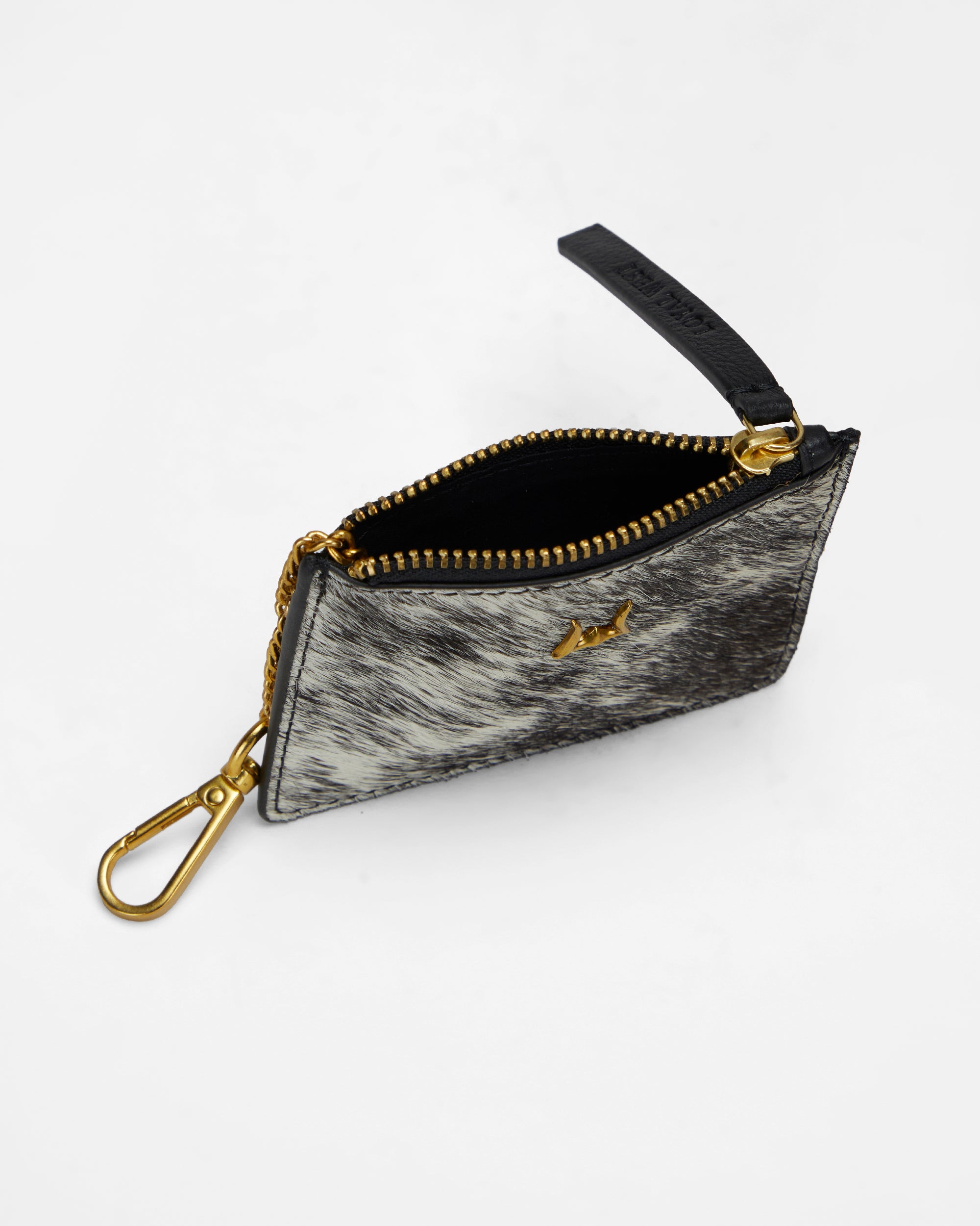 Loyal West Sophia Credit Card Holder In Black & White Cowhide