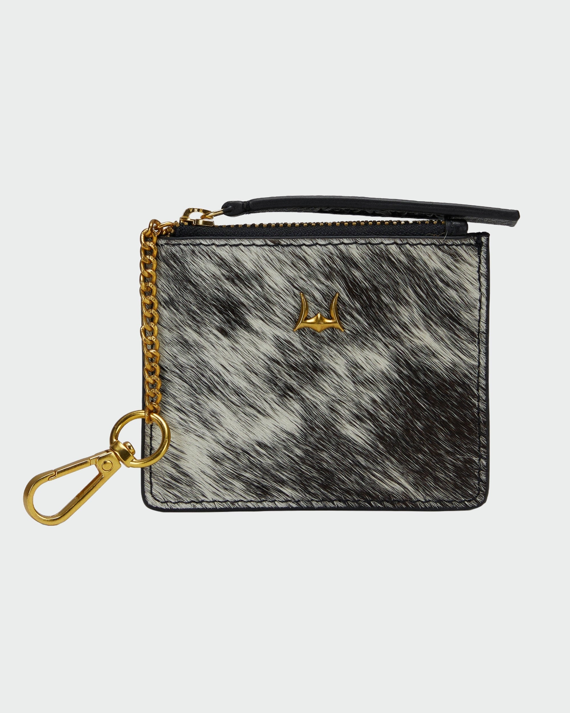 Loyal West Sophia Credit Card Holder In Black & White Cowhide