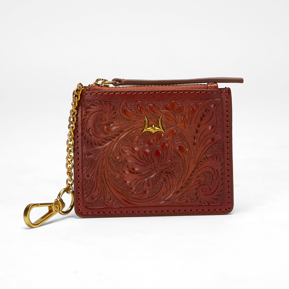 Loyal West Sophia Credit Card Holder In Handtooled Leather
