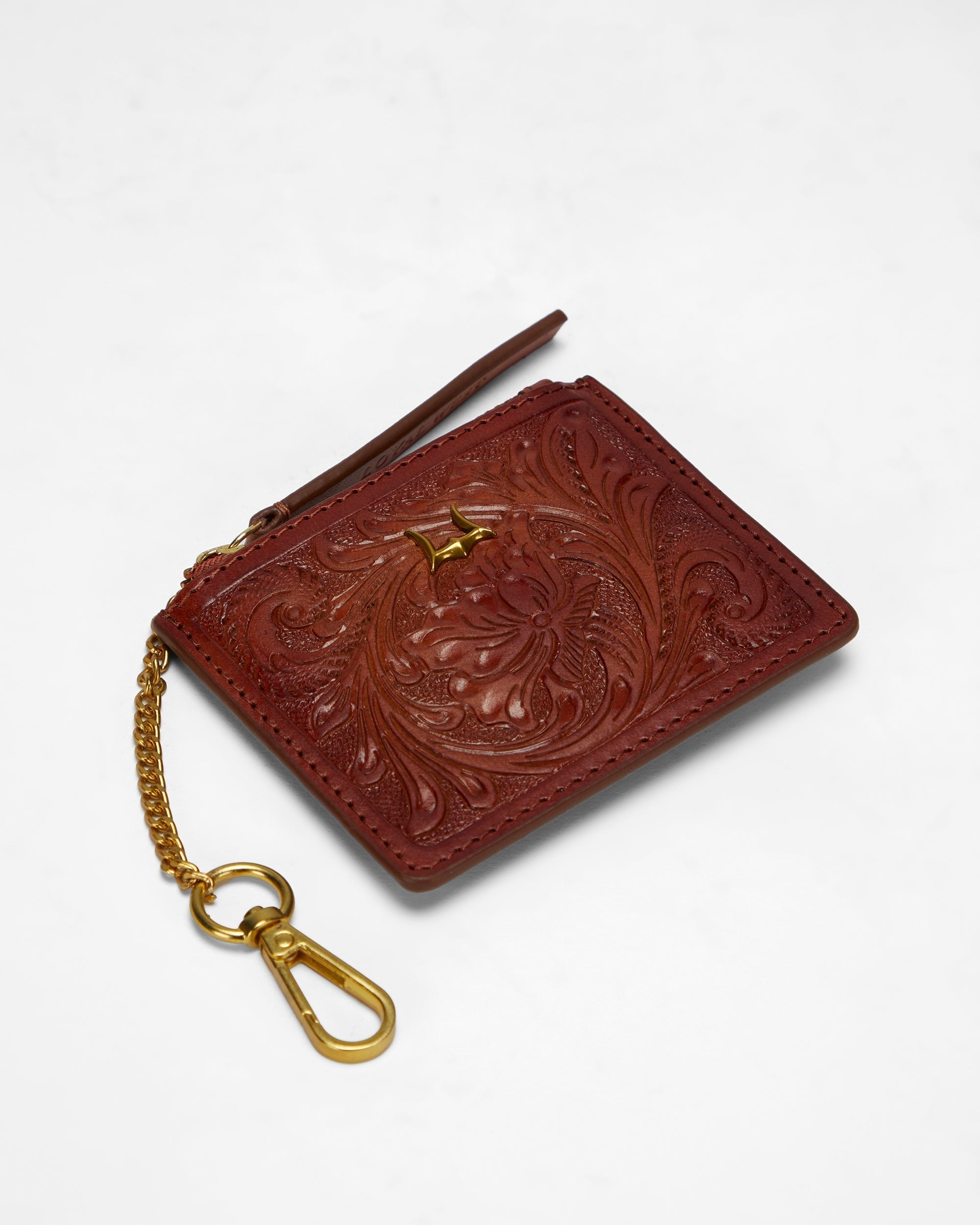 Loyal West Sophia Credit Card Holder In Handtooled Leather
