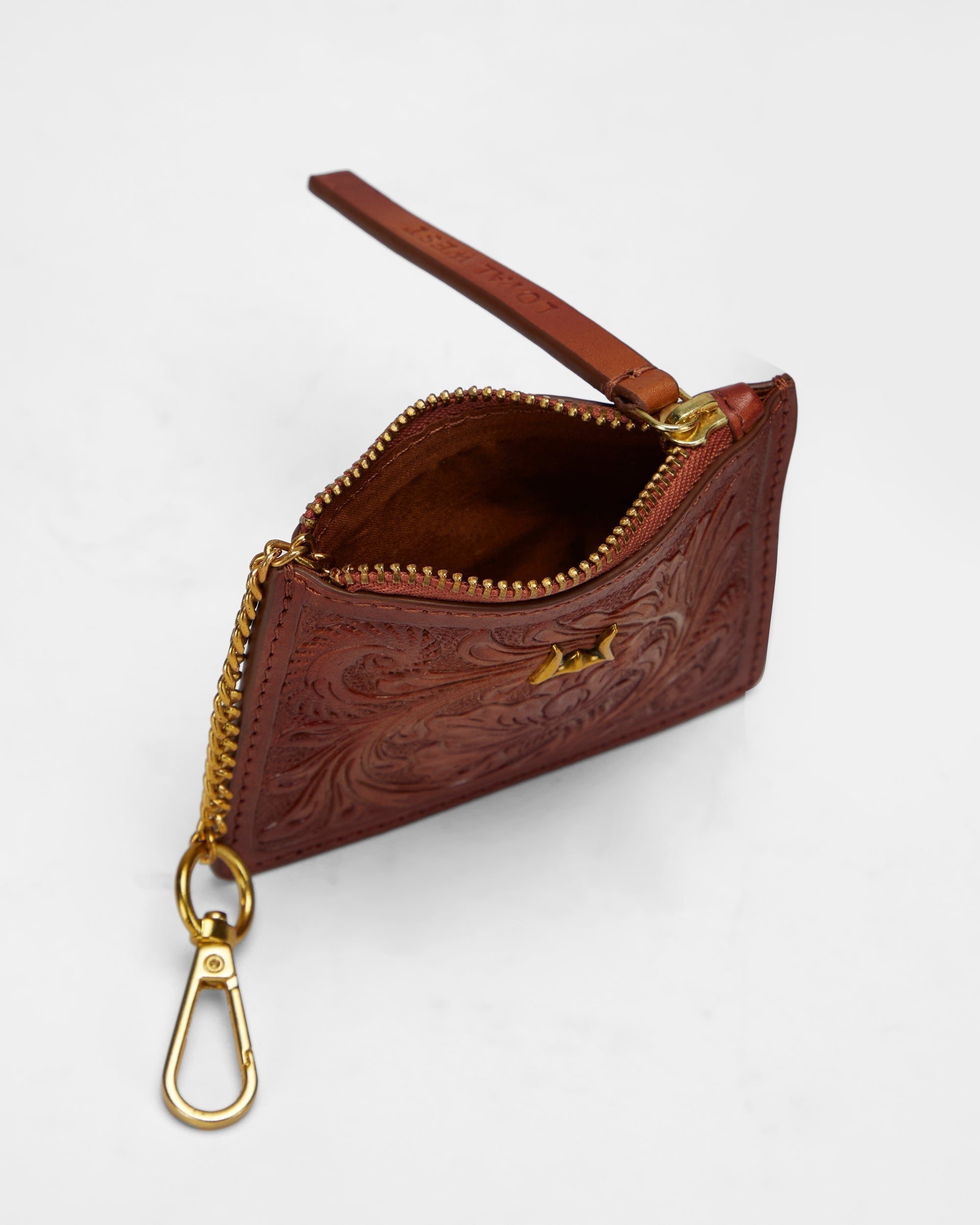 Loyal West Sophia Credit Card Holder In Handtooled Leather