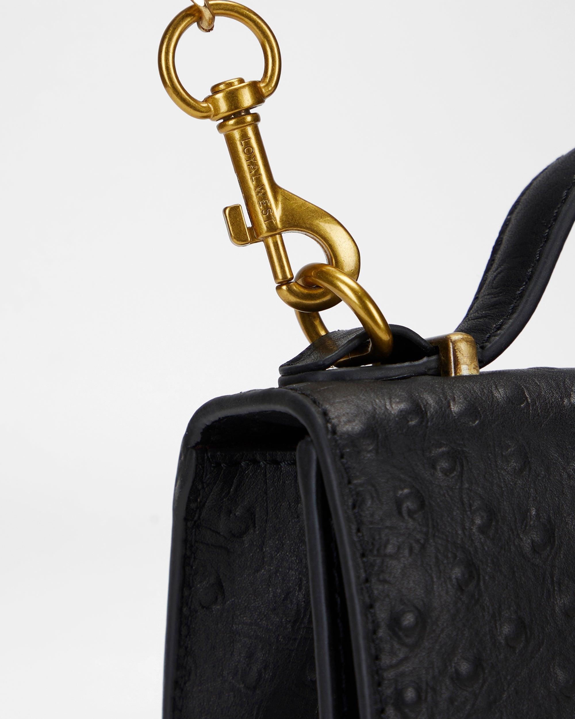 Loyal West Valencia Ostrich Leather Bag - Black