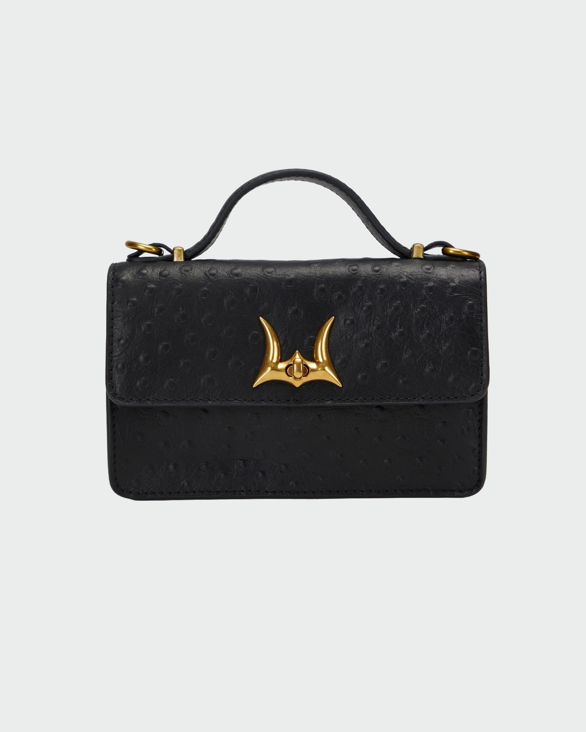 Loyal West Valencia Ostrich Leather Bag - Black
