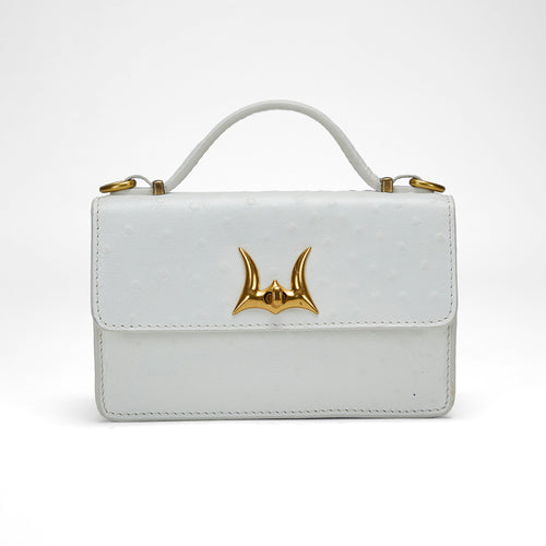 Loyal West Valencia Ostrich Leather Bag - White