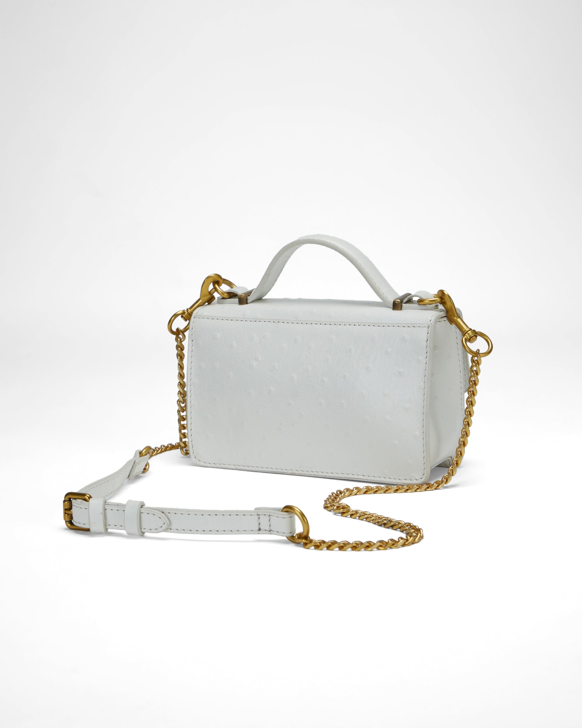 Loyal West Valencia Ostrich Leather Bag - White